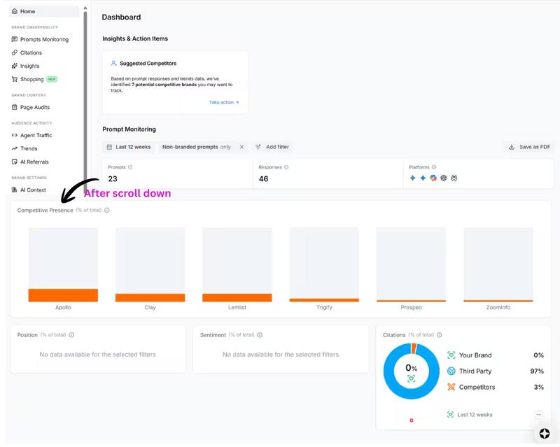Scrunch AI dashboard