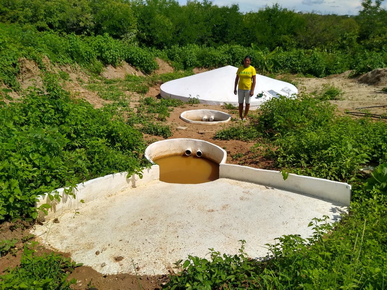 Cisterna de enxurrada no meio da vegetação