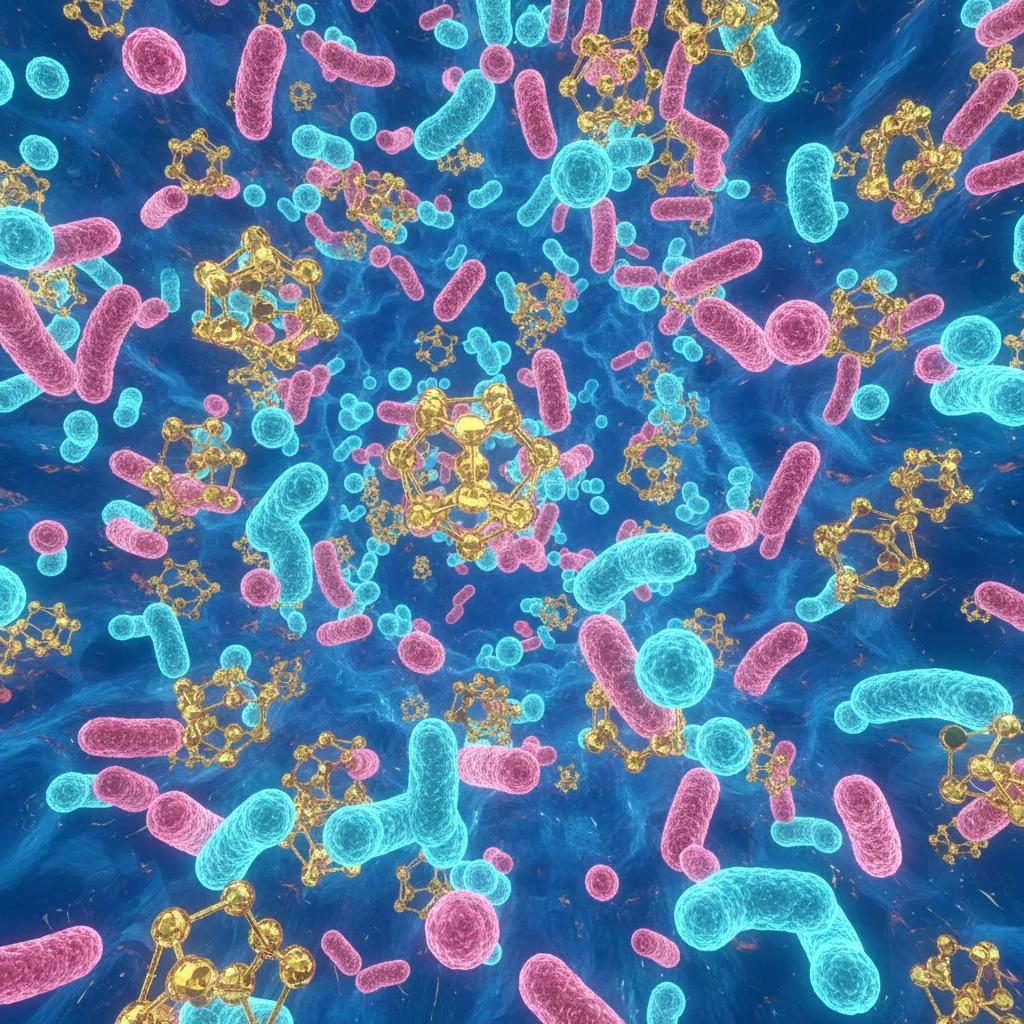 Quercetin supporting beneficial gut microbiome bacteria — SCFA production illustration