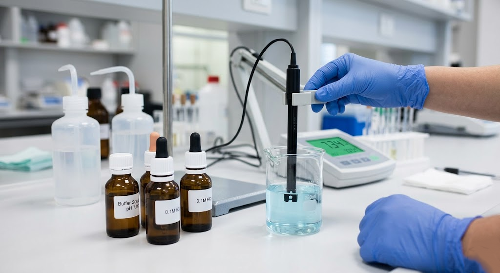 Laboratory formulation process for GHK-Cu serum with pH measurement