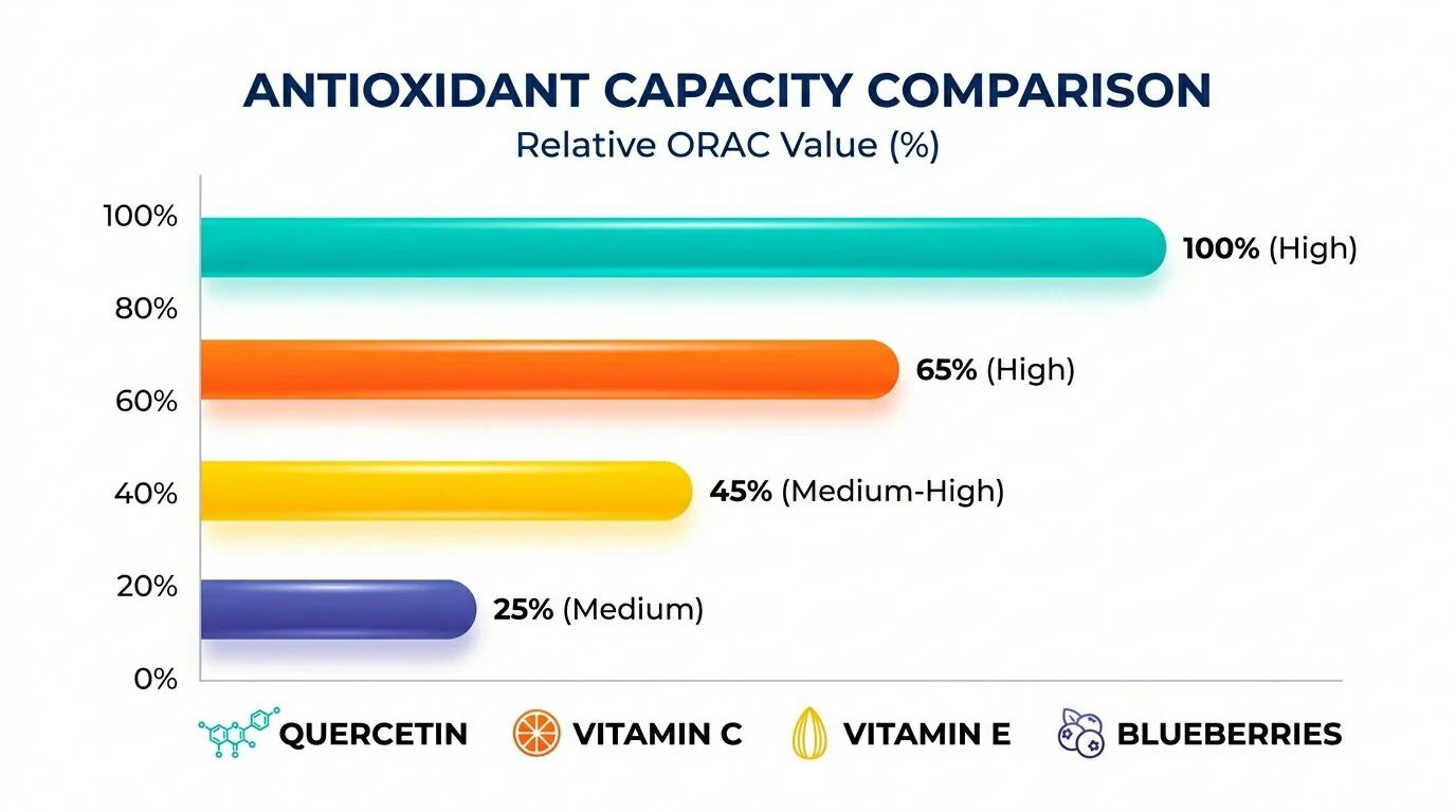 ORAC antioxidant comparison: quercetin vs vitamin C vitamin E blueberries chart