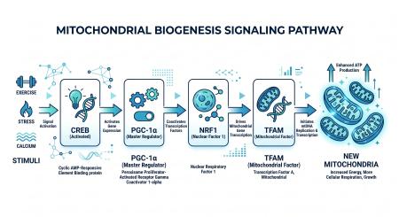 PQQ Activation CREB-PGC-1α-NRF1-TFAM Signal Path Diagram