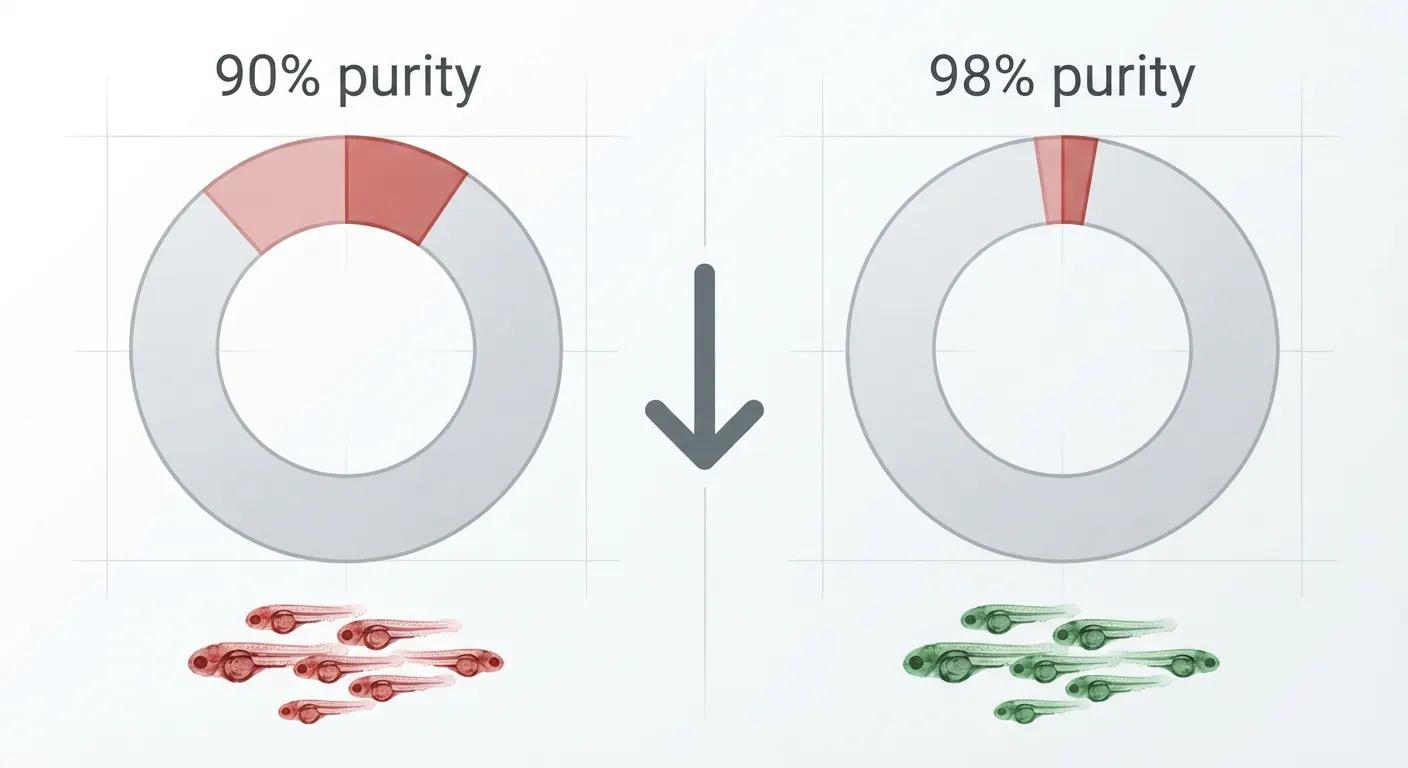 Comparison diagram of glabrene impurity levels and toxicology data in 90% vs 98% HPLC purity glabridin