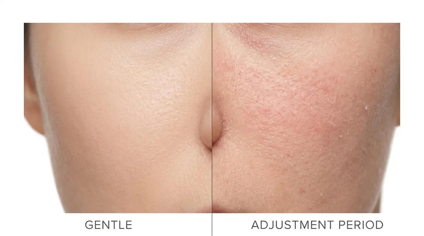 Visual comparison of skin tolerance between PDRN and retinol treatment