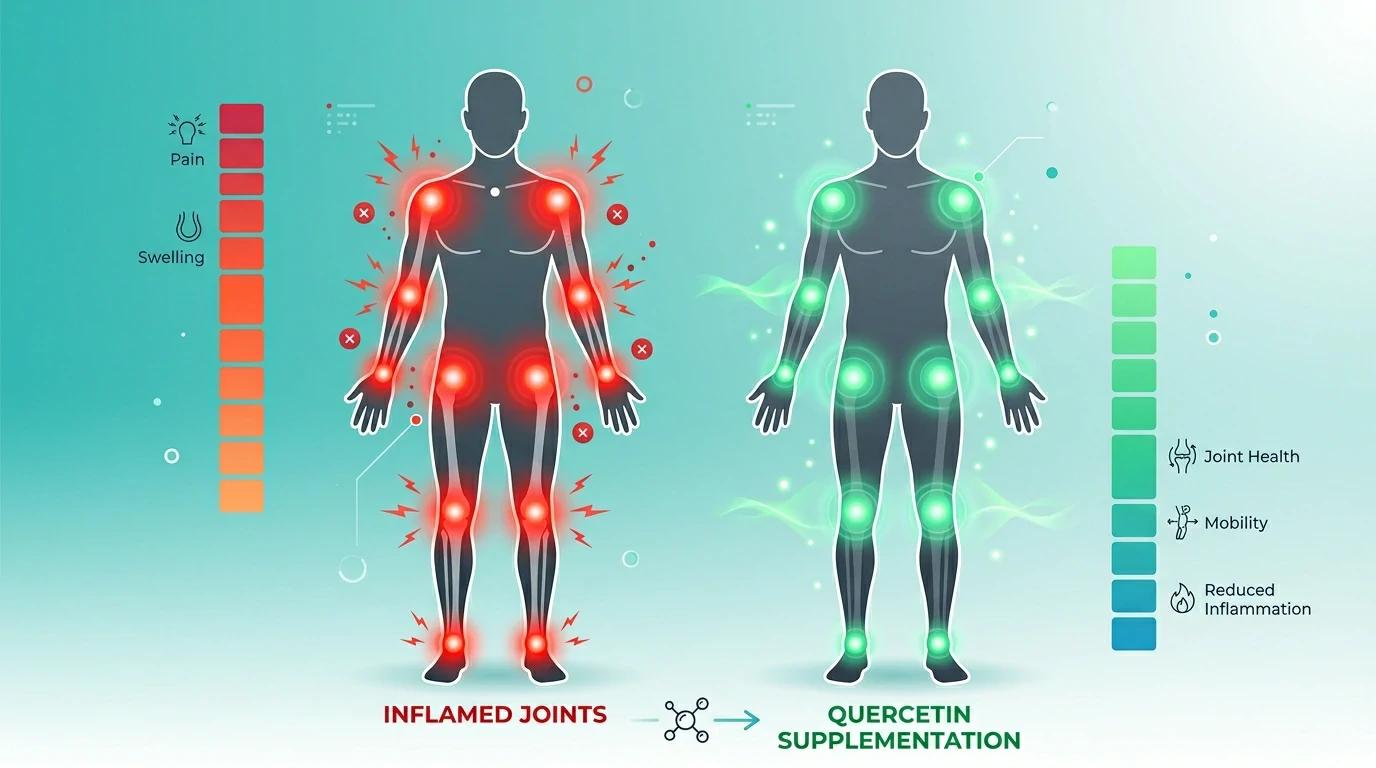 Human body before and after quercetin supplementation — joint inflammation reduction