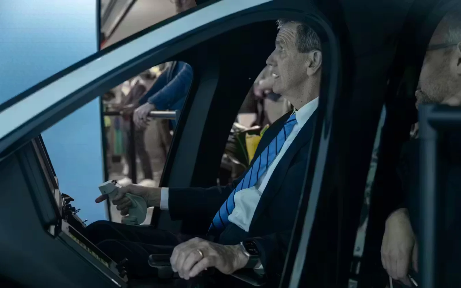 FAA Administrator Michael Whitaker seating in Joby’s simulator at Vaughn College in New York City