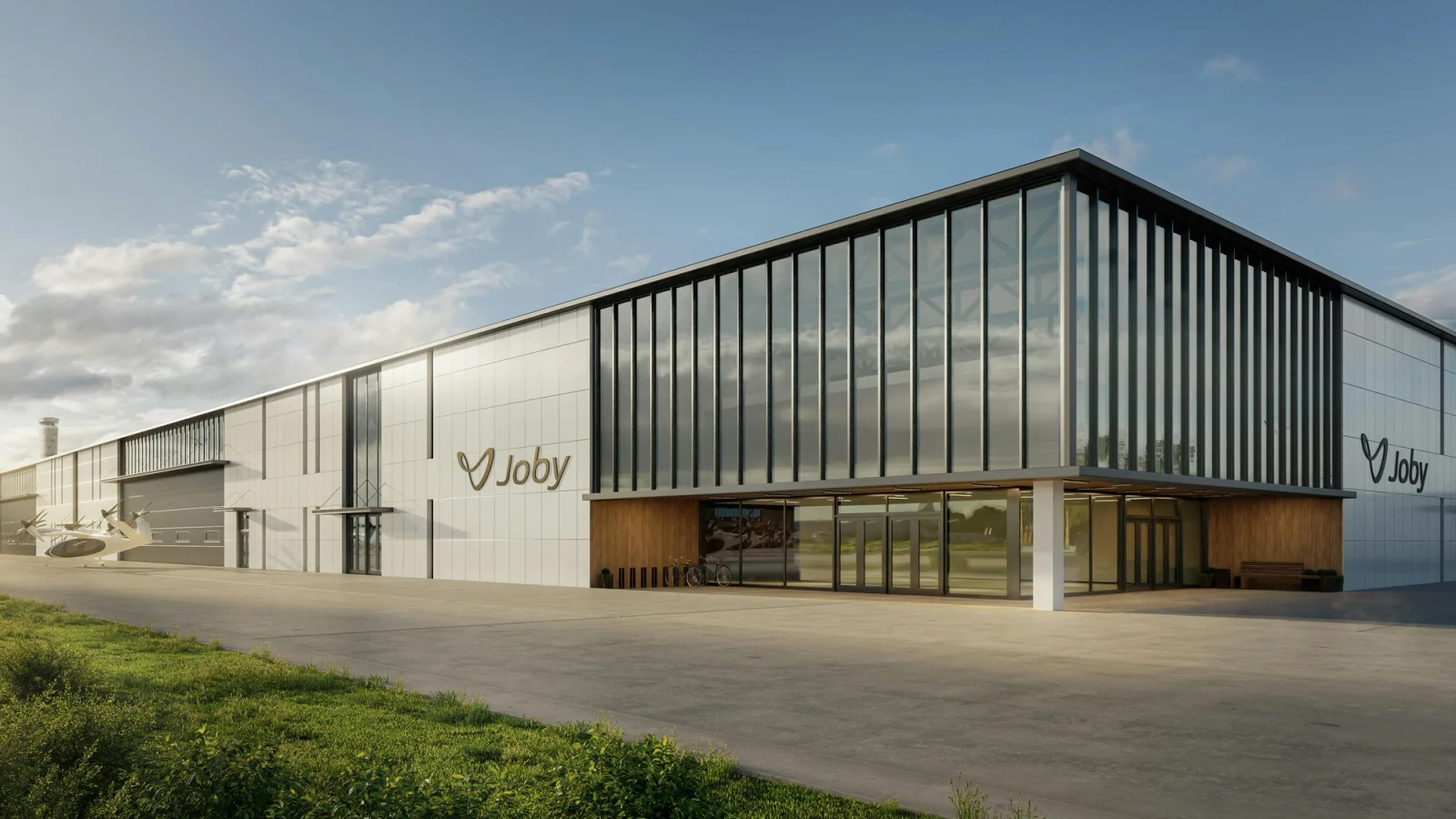 A render of Joby’s proposed manufacturing facility in Dayton, Ohio, which will support production of up to 500 electric vertical take-off and landing (eVTOL) aircraft per year. Joby Aviation Image