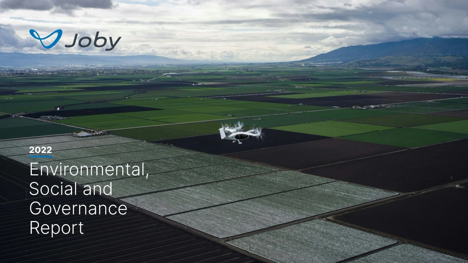 Joby’s pre-production prototype eVTOL aircraft in flight above Marina, California.