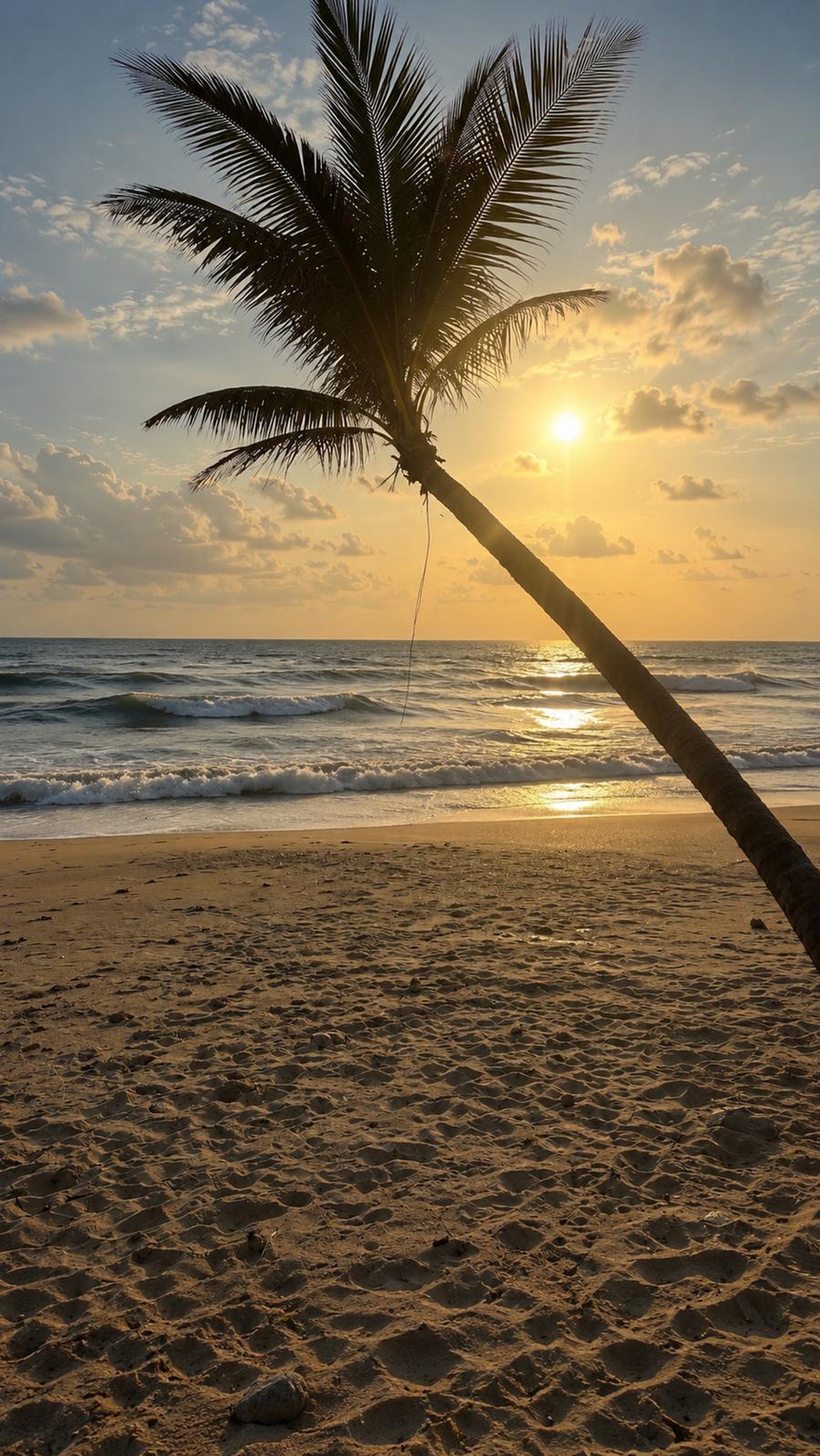 Mangaluru beach and palm tree