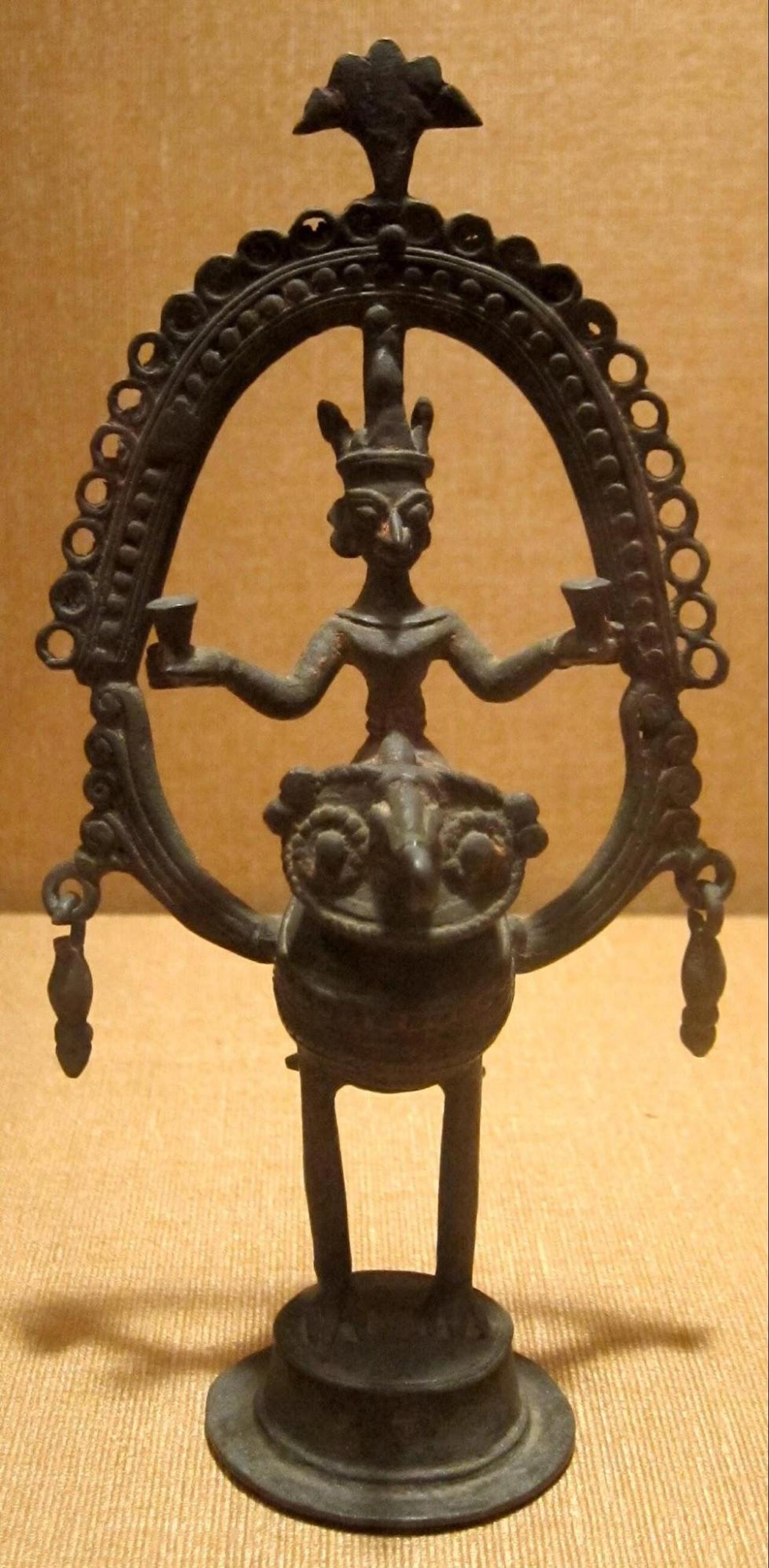 God astride an owl, Dhokra (Dokra) craftsmen, Bankur