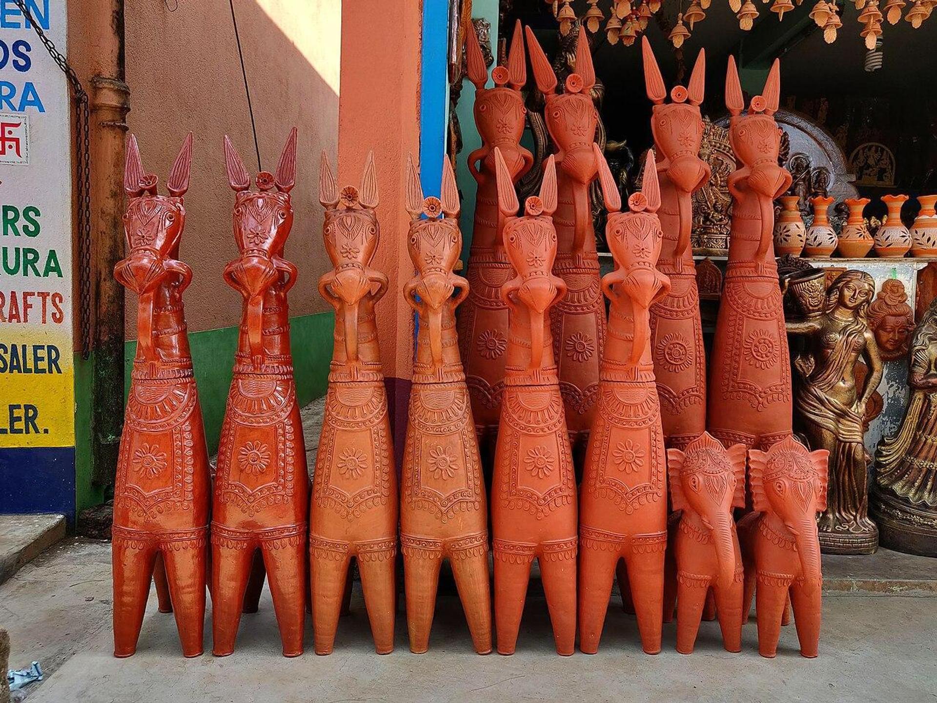 Terracotta horses artwork from bankura