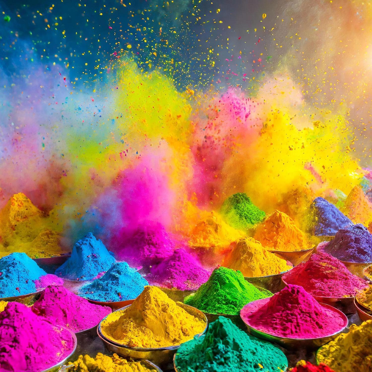 Vibrant and distinct colors of Holi represent diversity and fraternity