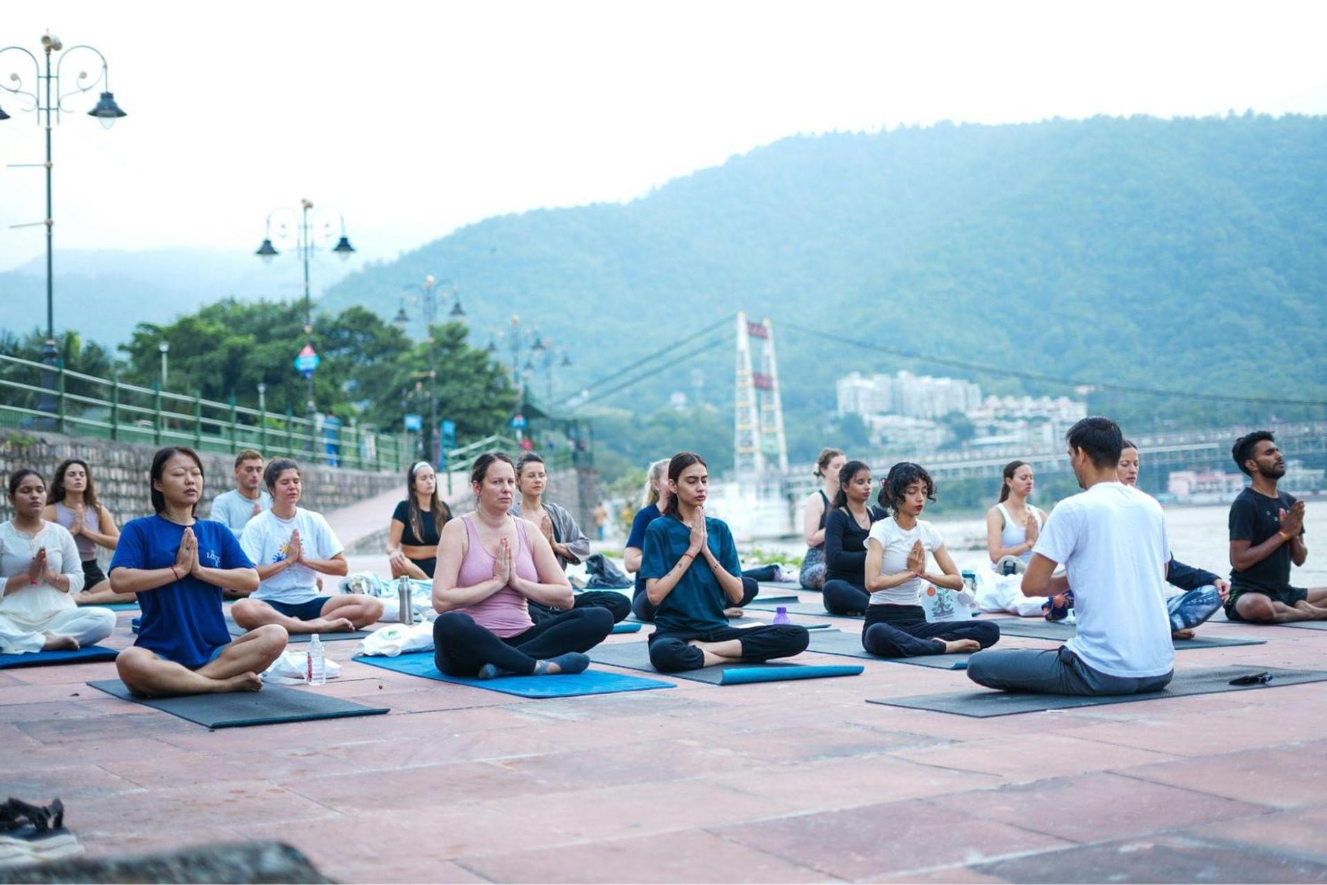 Group indulging in yoga classes