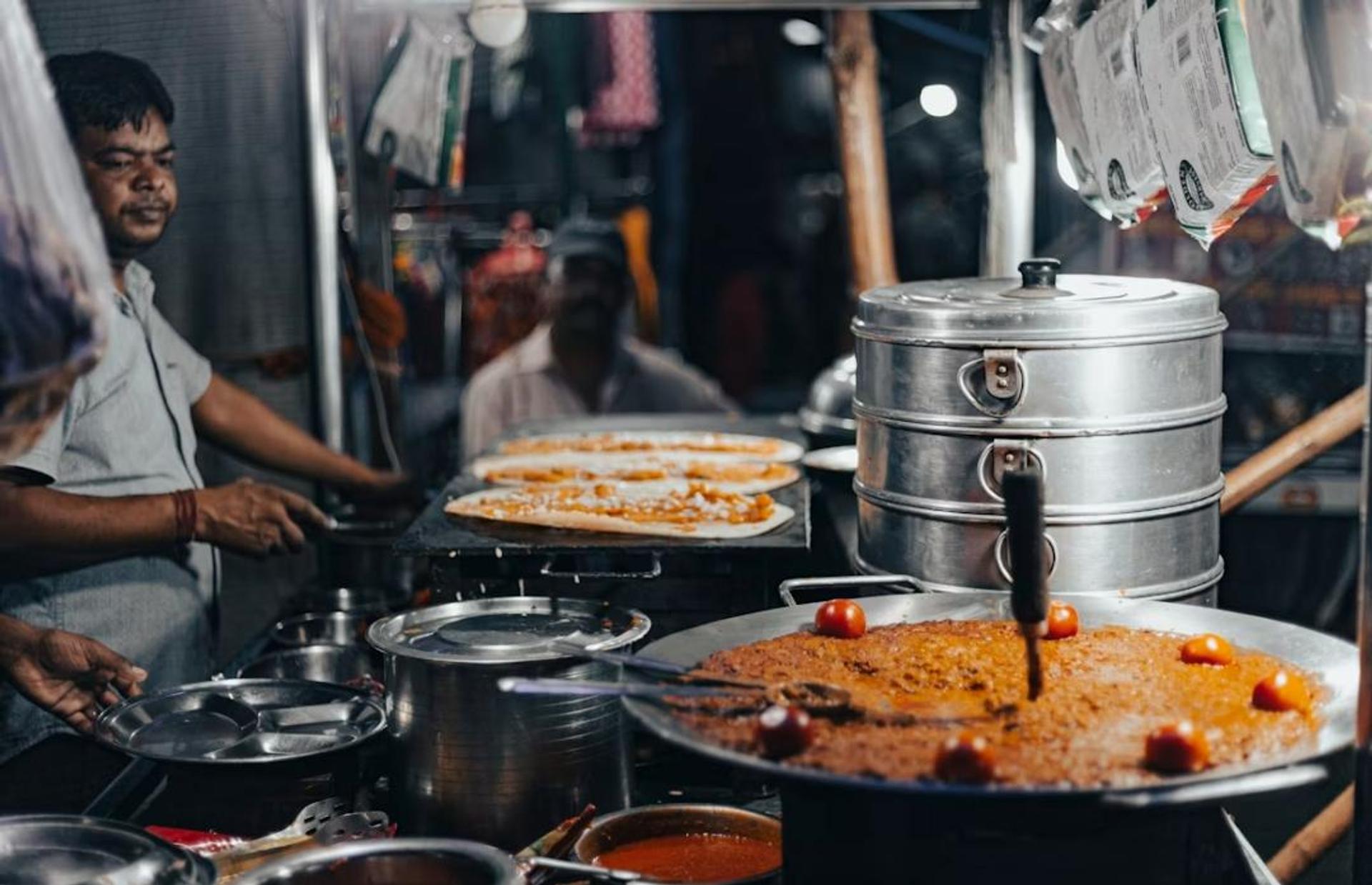 Fast food stall in indian market