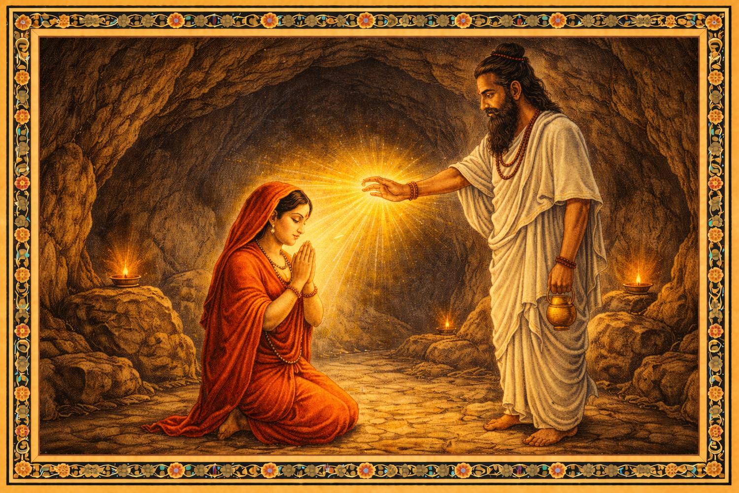 Maharishi Parashara blessing Matsyagandha (Reimagined with AI)