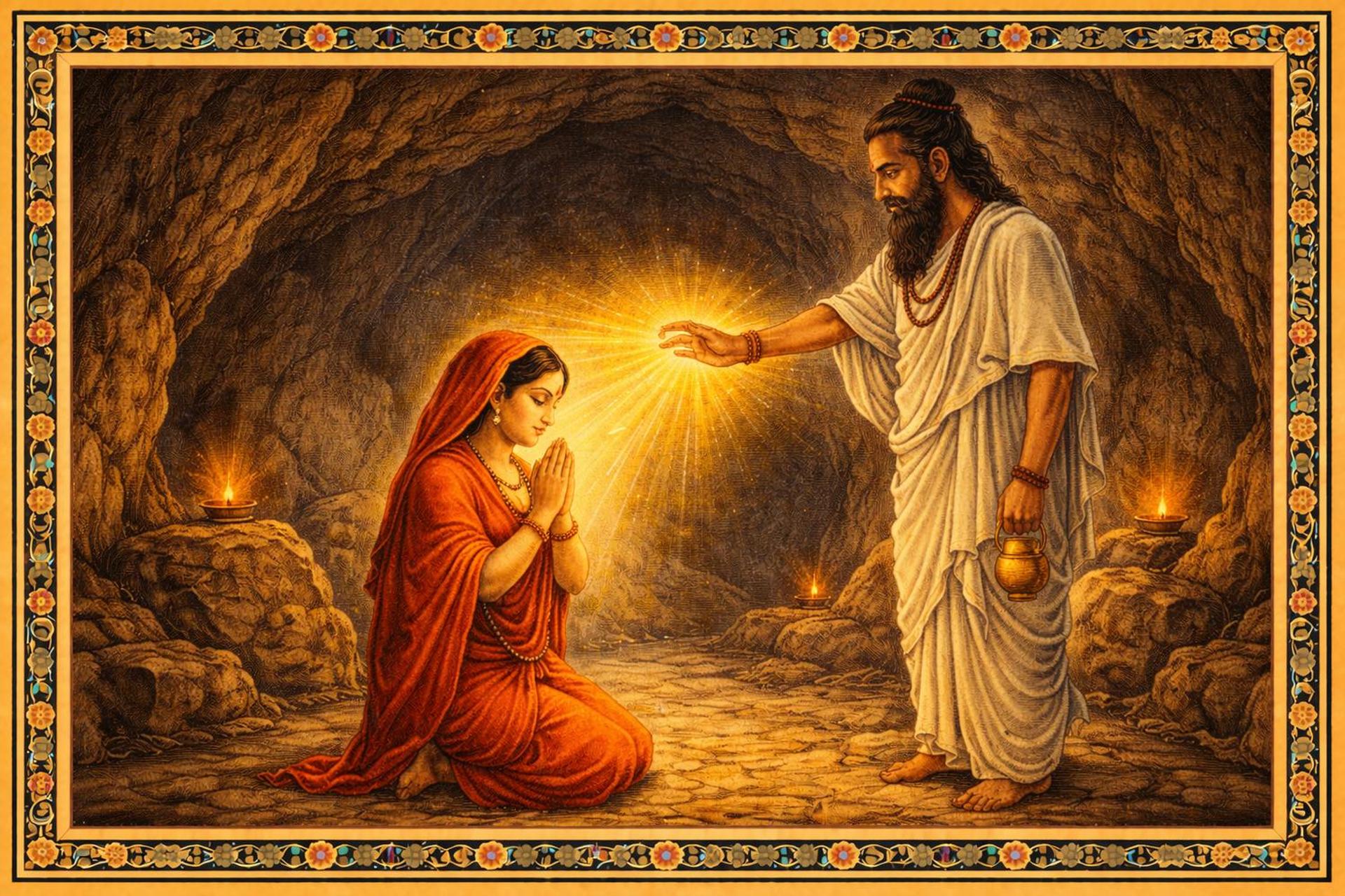 Maharishi Parashara blessing Matsyagandha (Reimagined with AI)