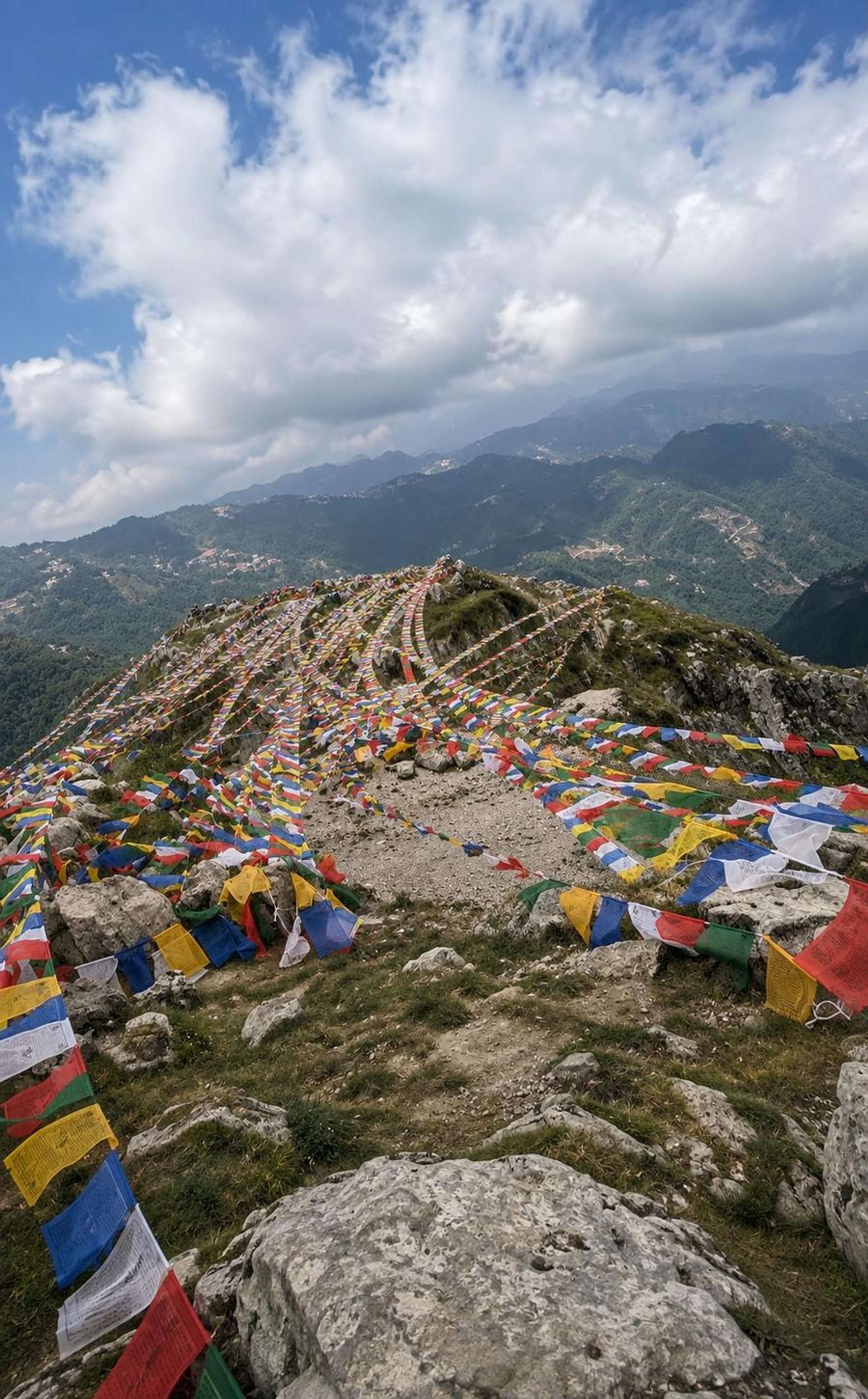 Mussoorie prayer flags and hills