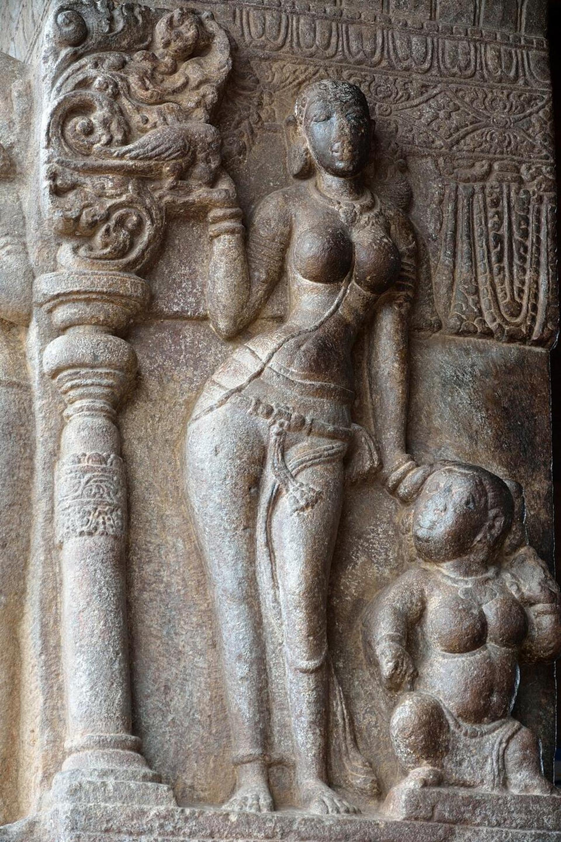 Lady with a Parrot at Virupaksha Temple, Pattadakal