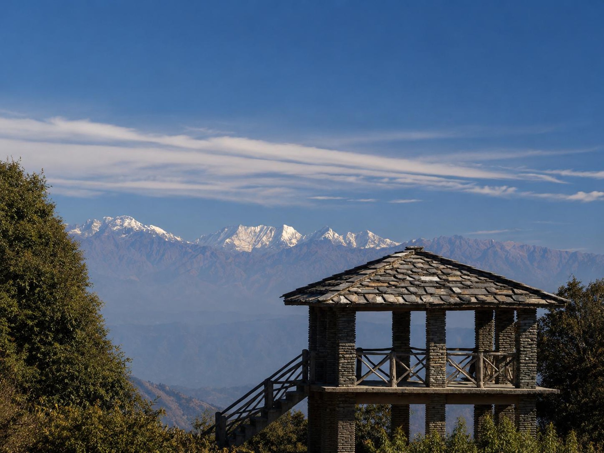 Kasar Devi ridge with view on Himalayas