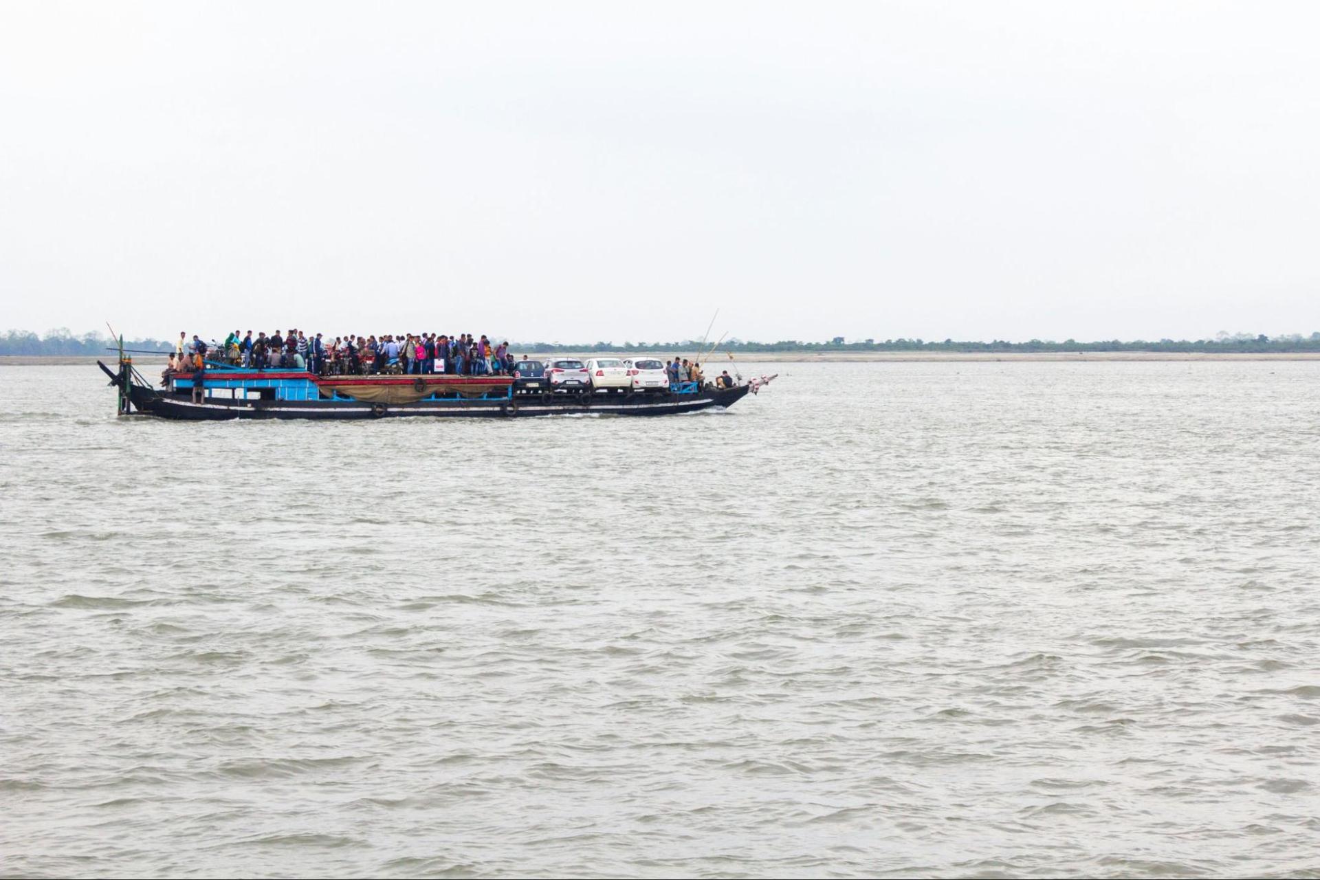 Ferry caring people towards Majuli