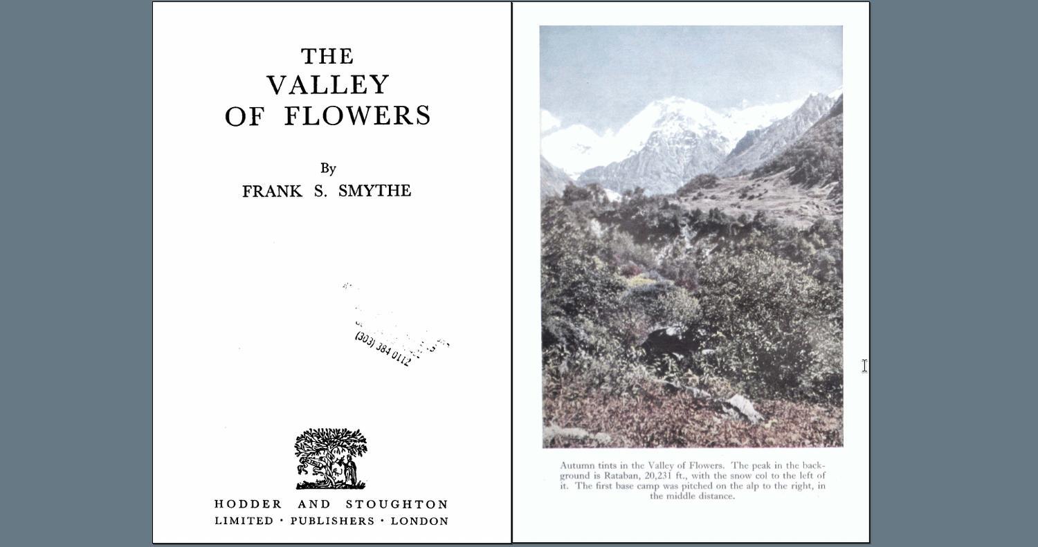 Front page of THE VALLEY OF FLOWERS