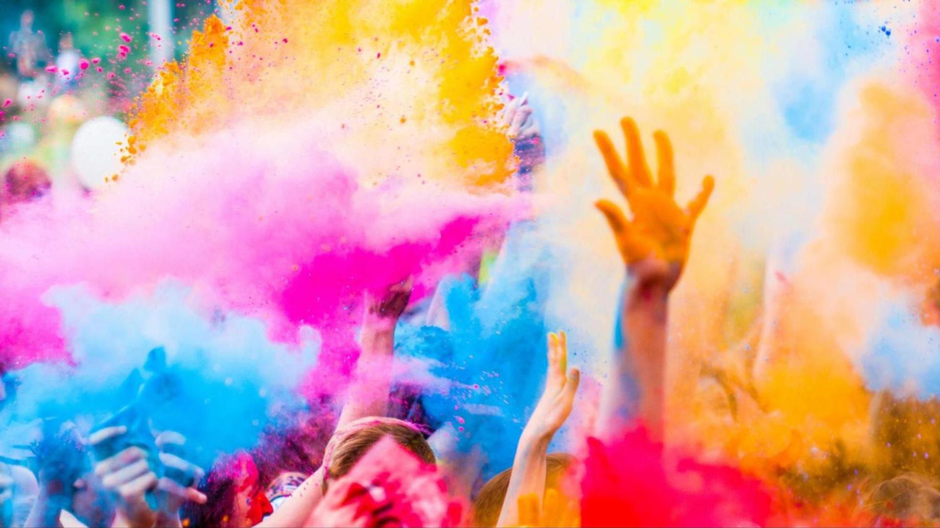 Colorful Powder at Holi Festival 