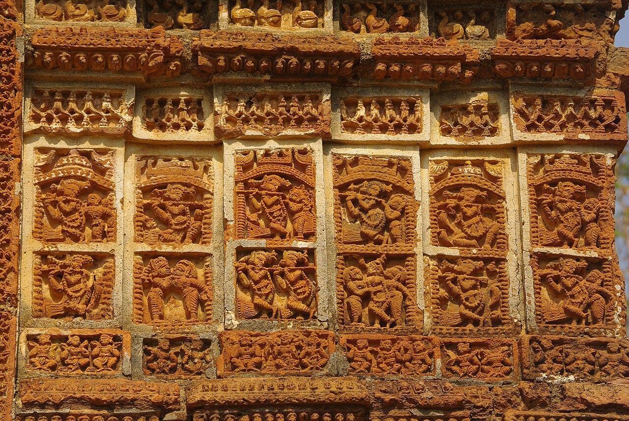 Terracotta panels depicting Krishna-Lila on the Shyam Rai temple, Bishnupur