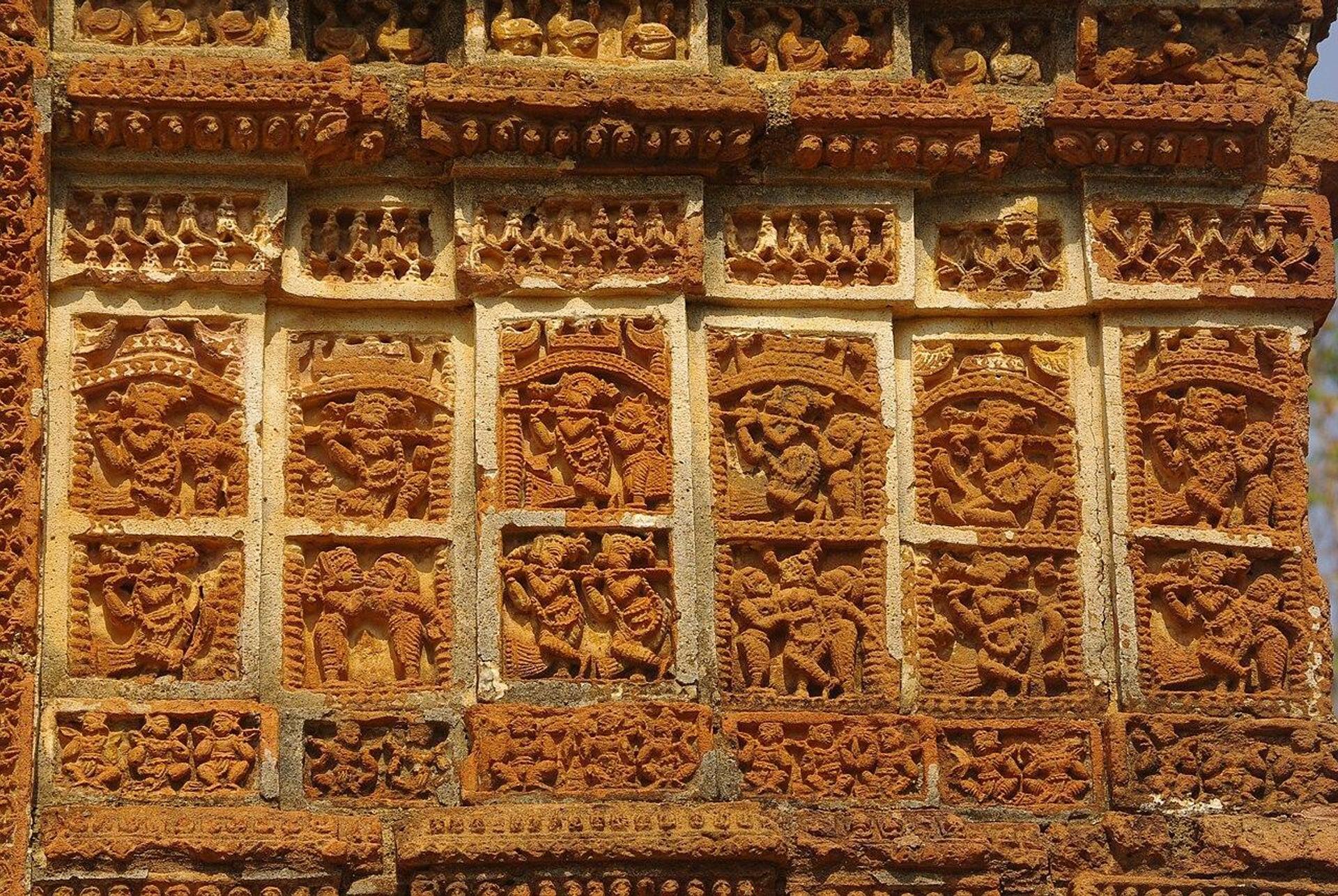 Terracotta panels depicting Krishna-Lila on the Shyam Rai temple, Bishnupur