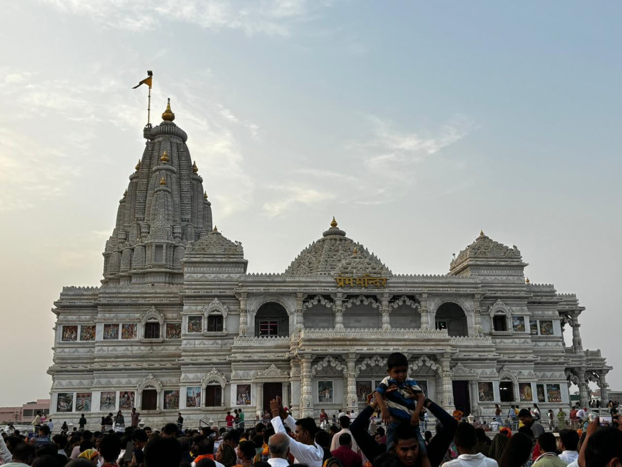 Prem Mandir is a stunning white marble temple in Vrindavan, Mathura
