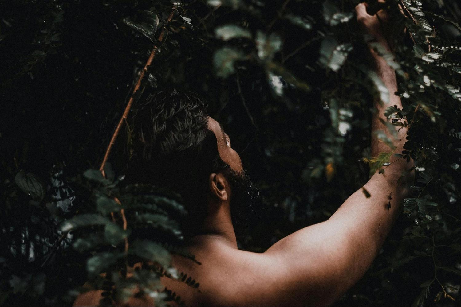 Man surrounded by nature's healing