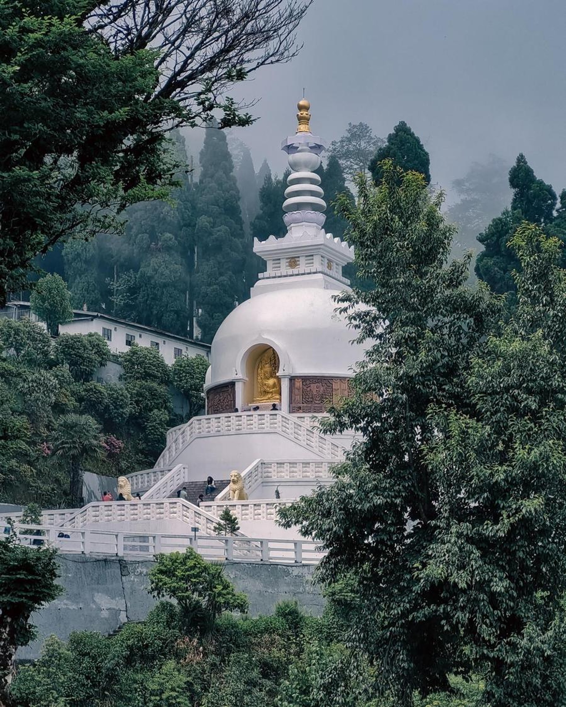 Japanese Buddhist Temple from Afar