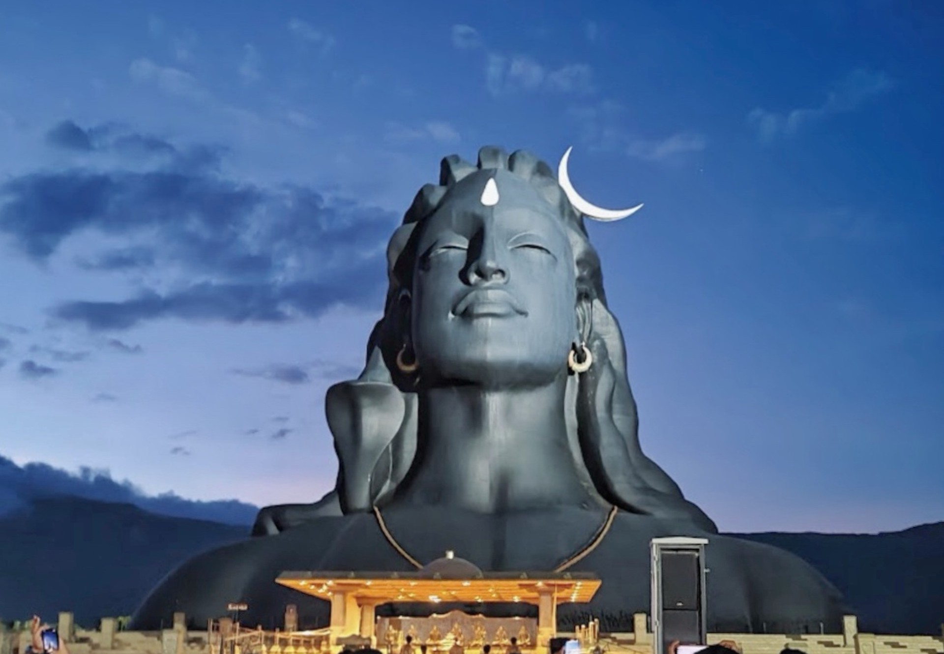 The magnificent Adi Yogi statue right after sunset