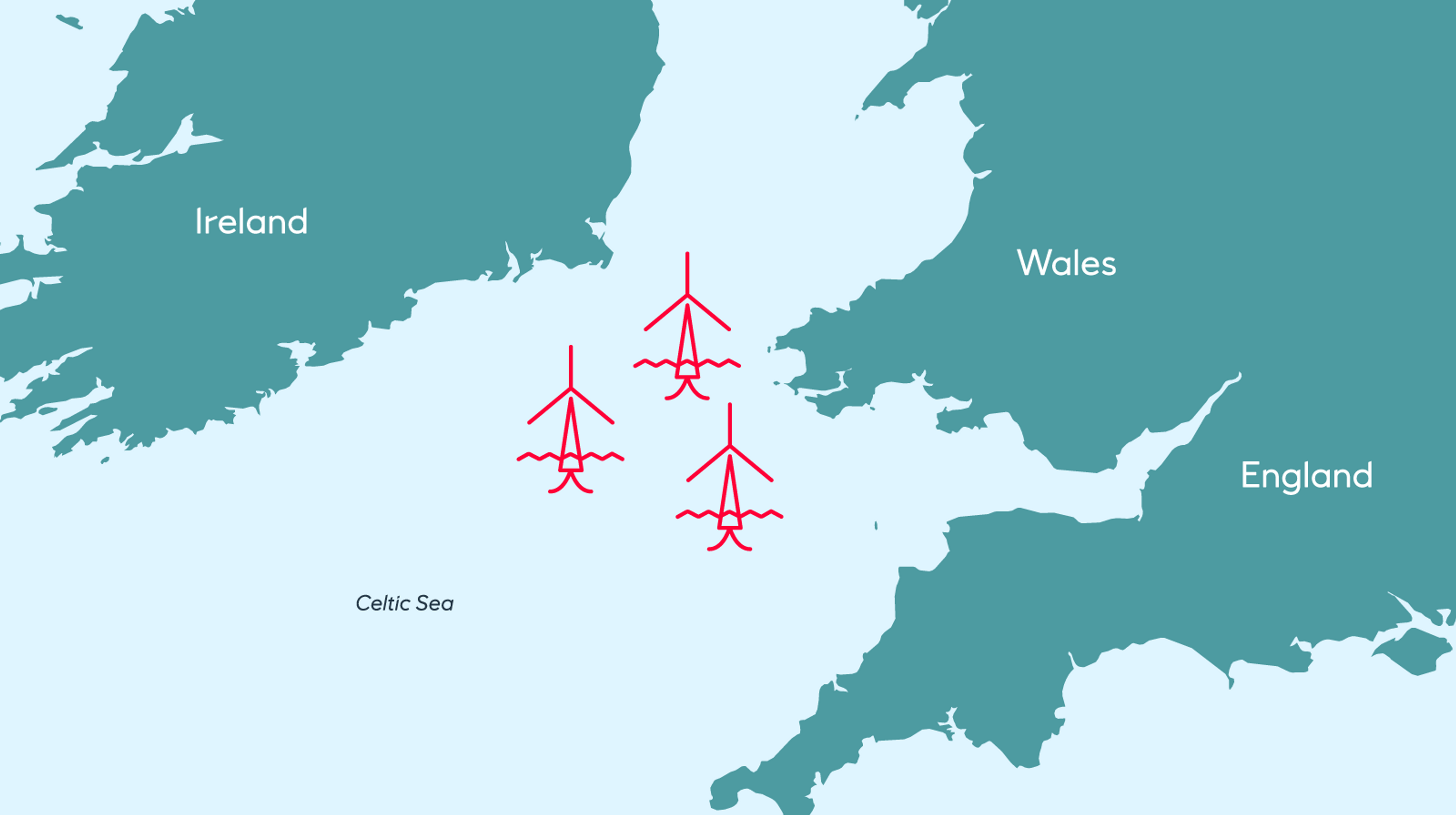 Celtic Sea region with floating wind icons