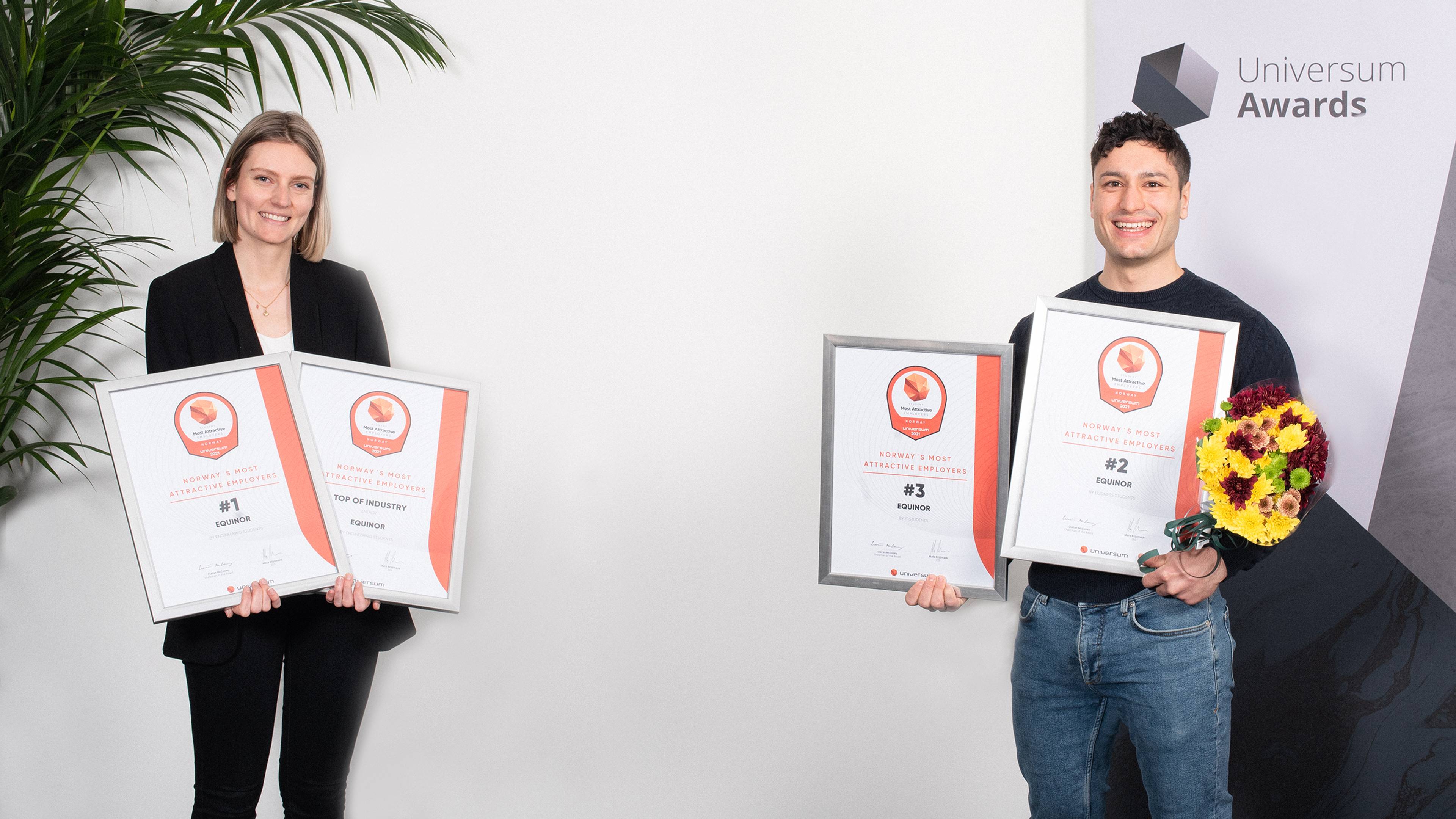 Tamara Solaja & Daniel Sander Isaksen receiving the Universum award.