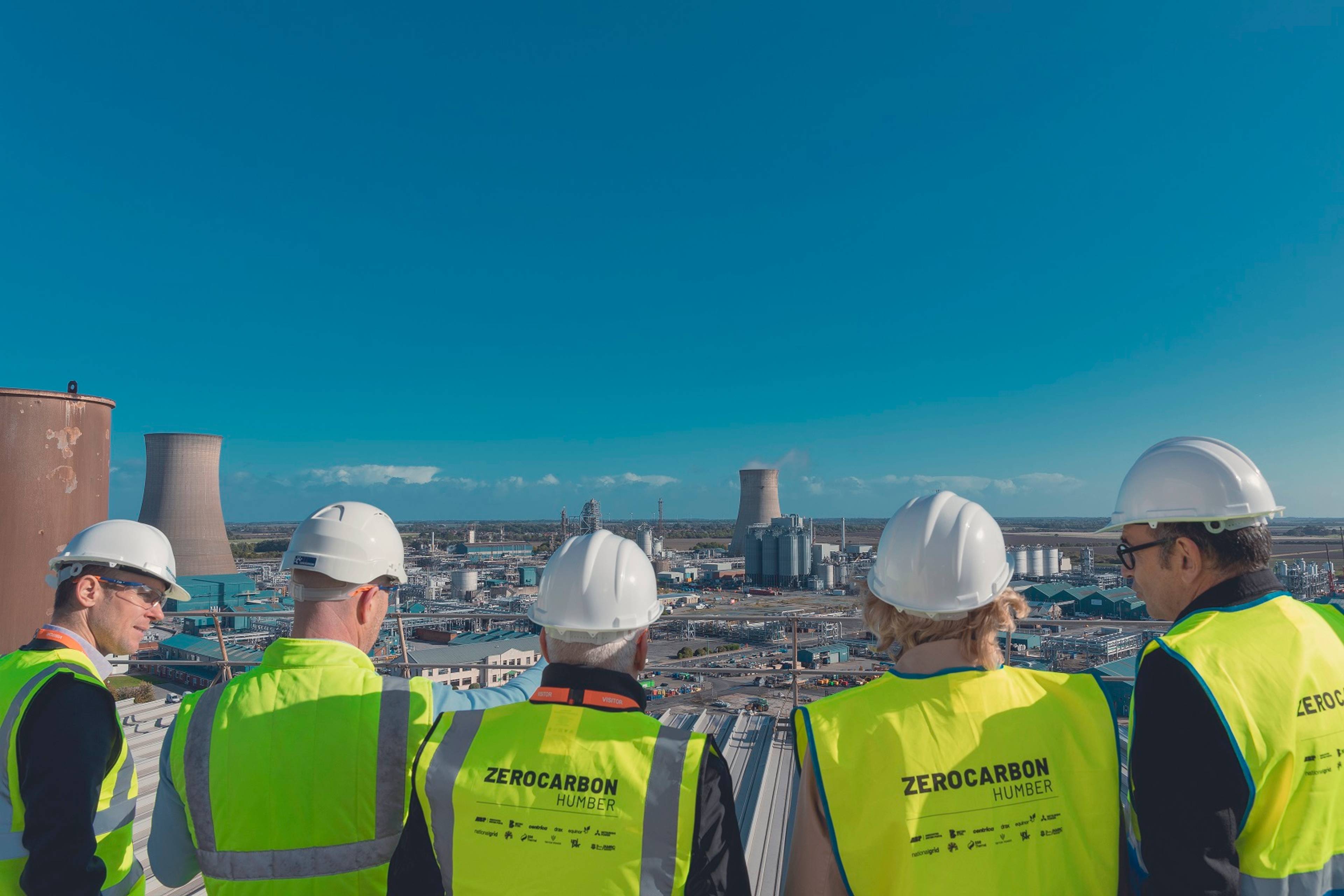 Five people looking at the view of Saltend Chemicals Park