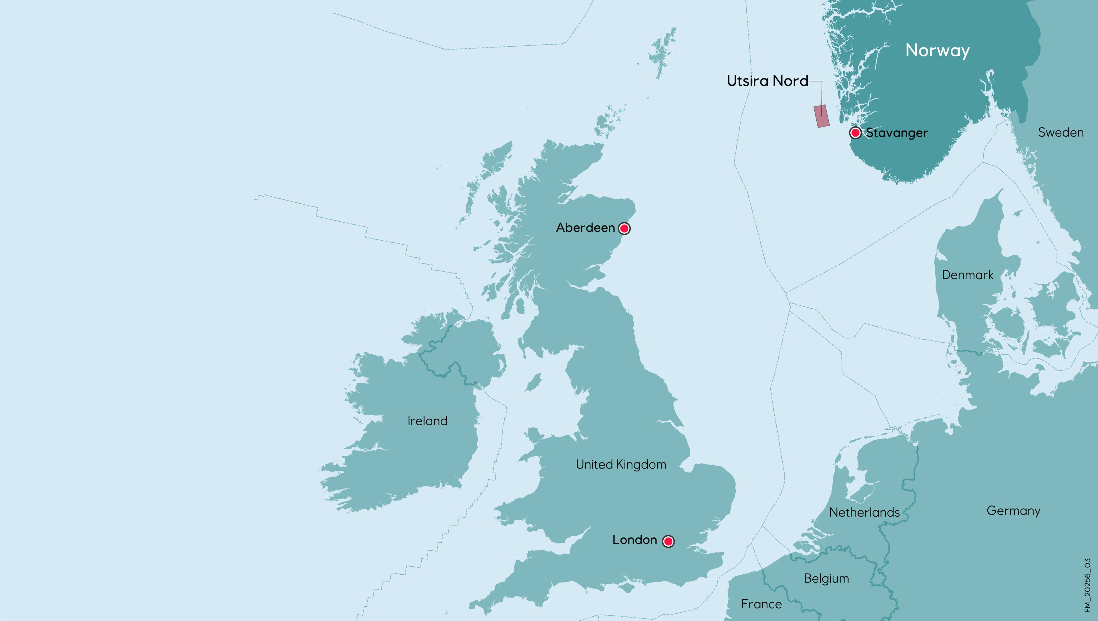 Kart som viser plasseringen i Nordsjøen