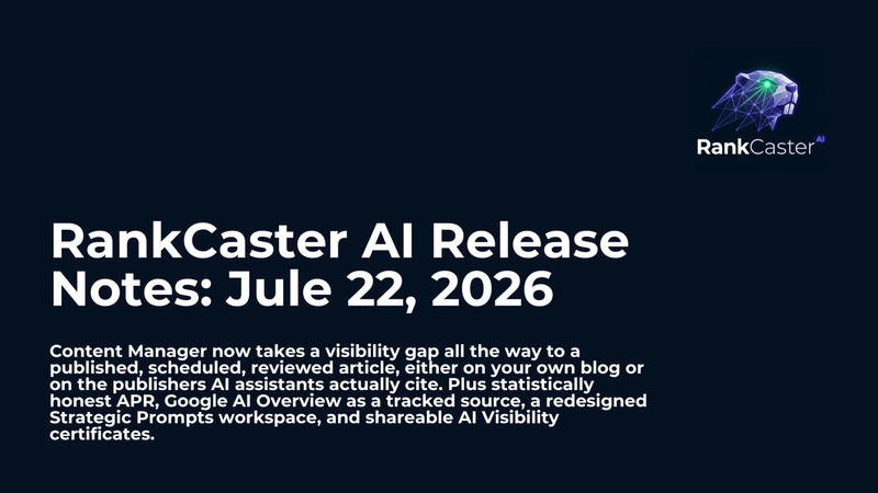 RankCaster AI Release Notes: July 22, 2026