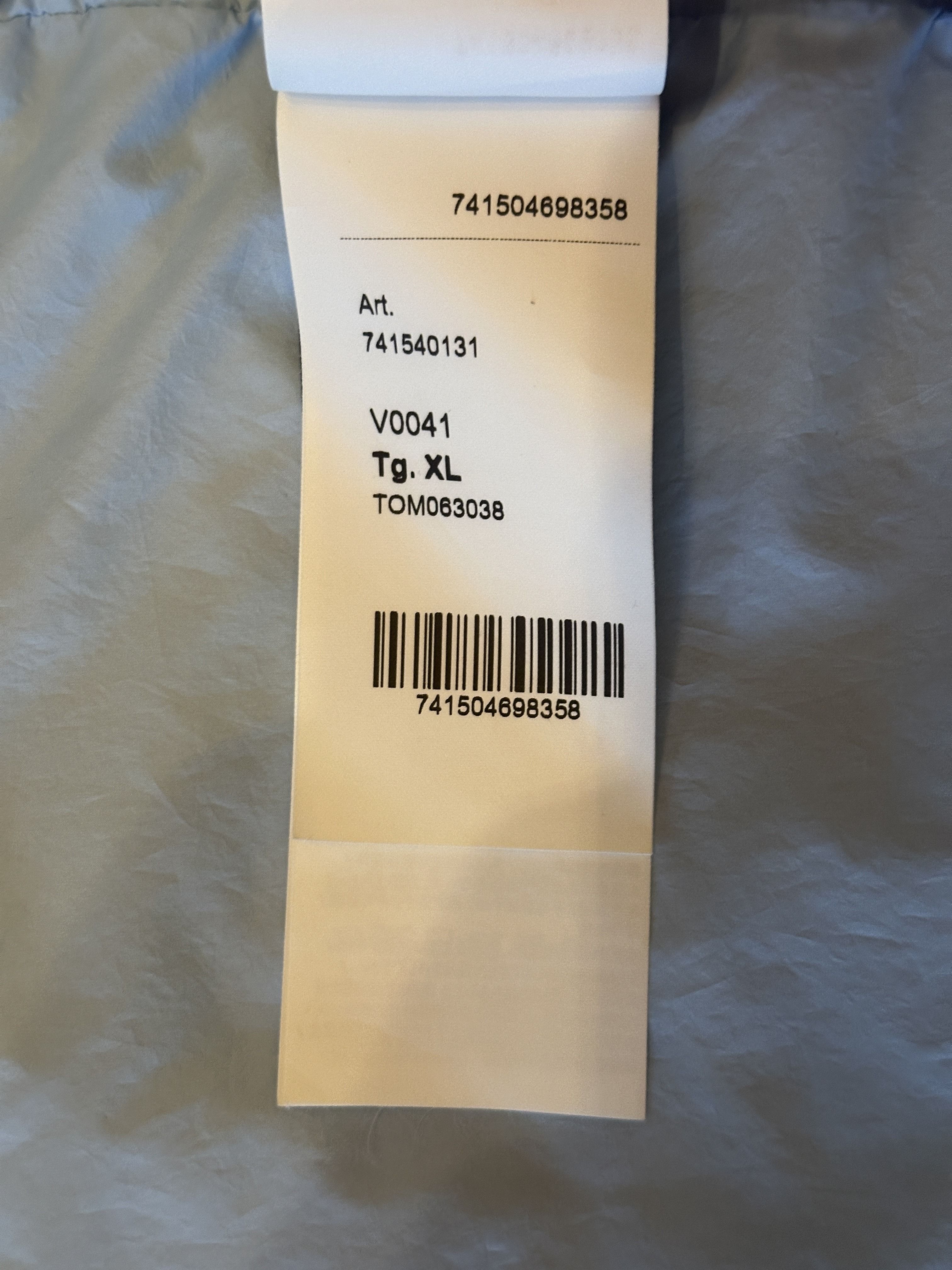 Label inside Stone Island garment that shows article number