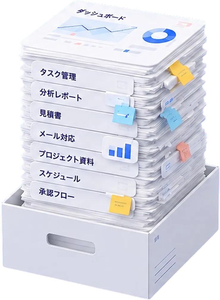 導入前：あらゆる業務に追われている状態のイメージ