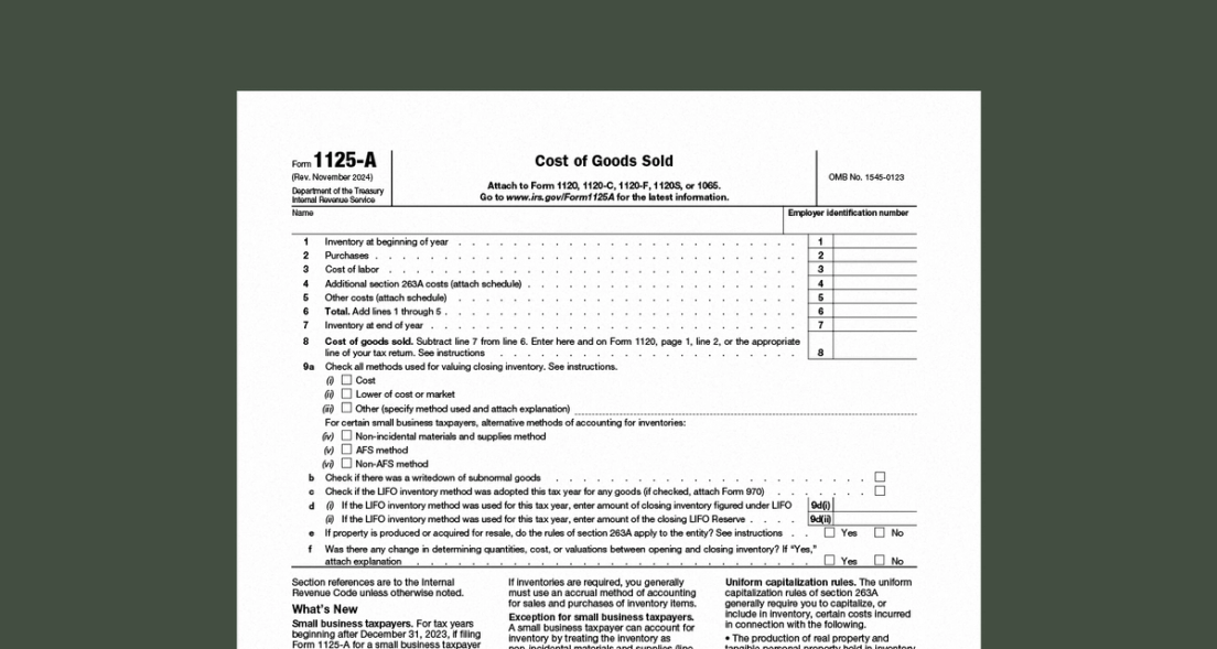 Form 1125-A: How to Deduct COGS on Your Taxes - Ambrook