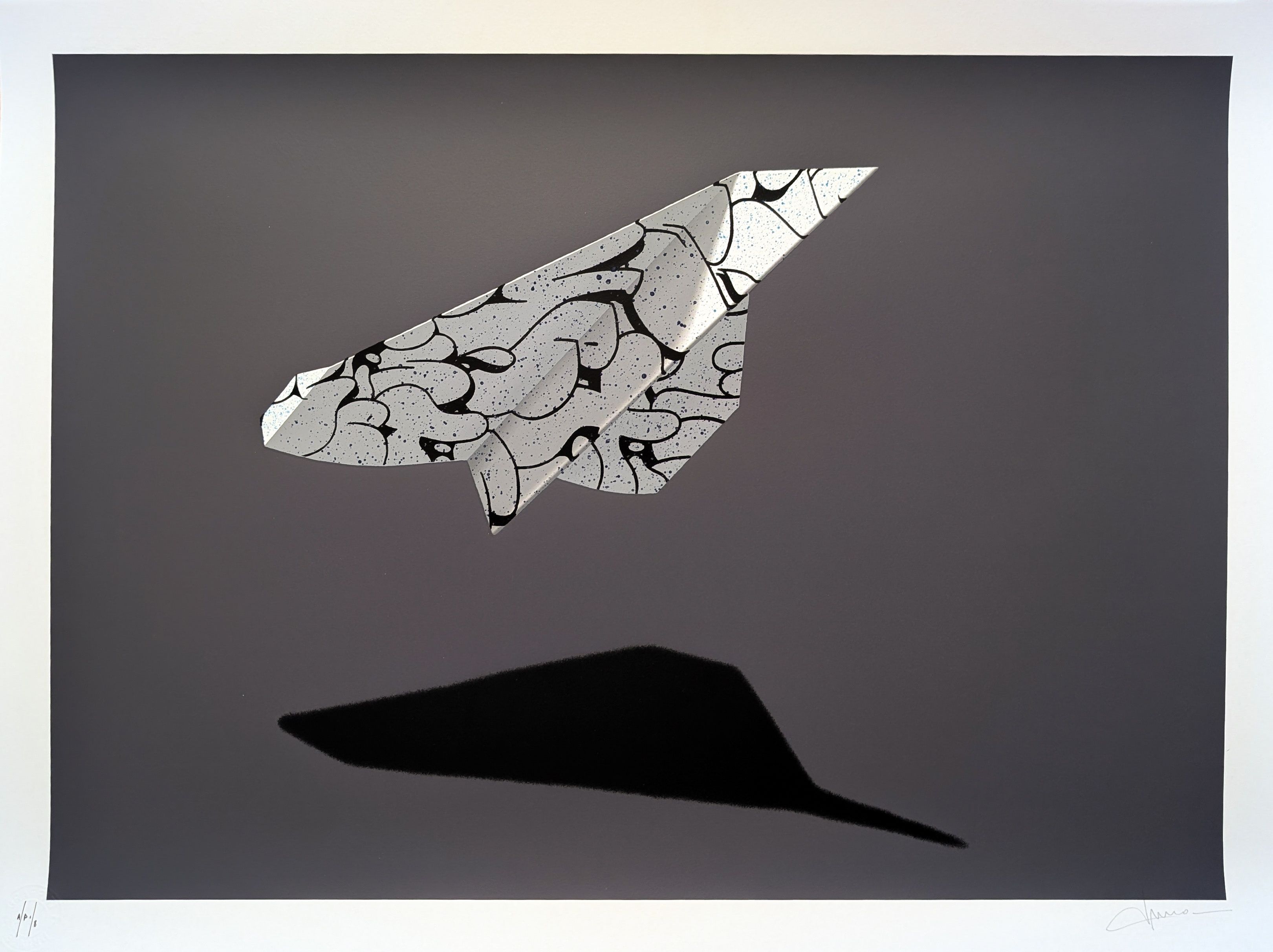 Paper Plane V - AP - GREY BG - Hand Finished