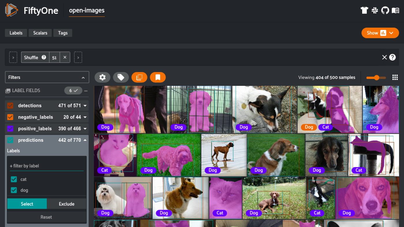 Open Images samples with object detection, instance segmentation, and classification labels loaded into the FiftyOne App. Image courtesy of Open Images.