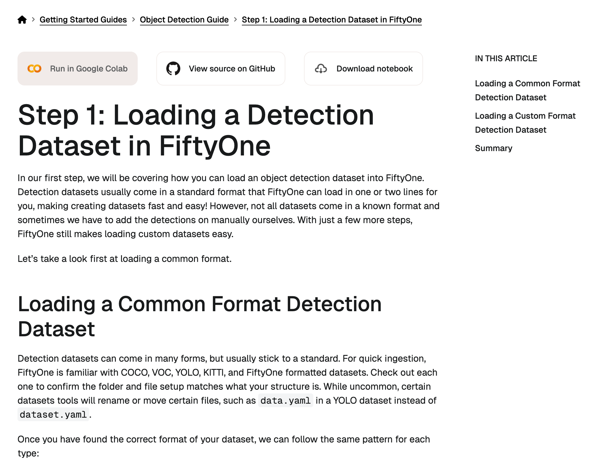 Object detection guide with link to notebook