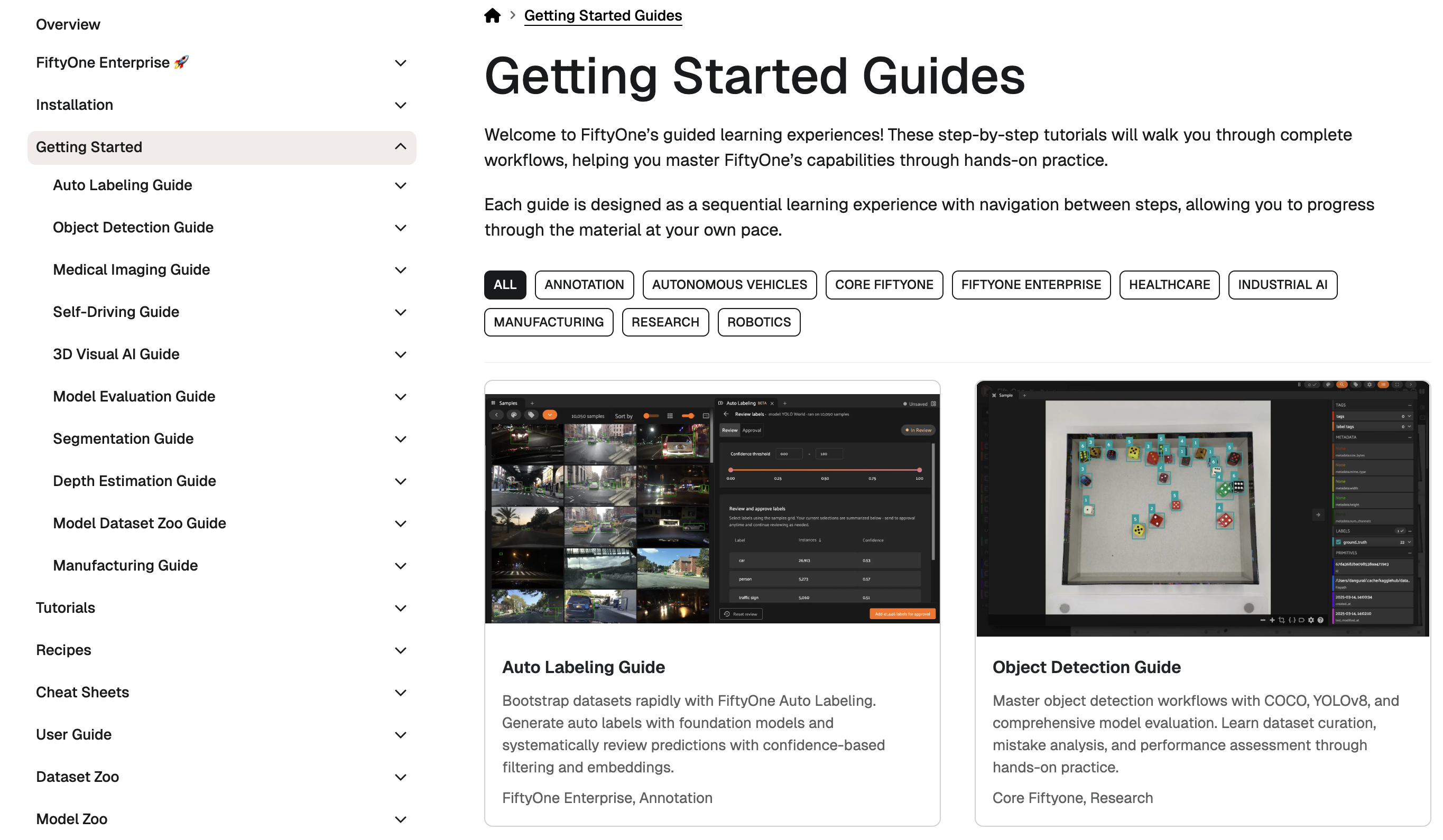 Getting started guides landing page