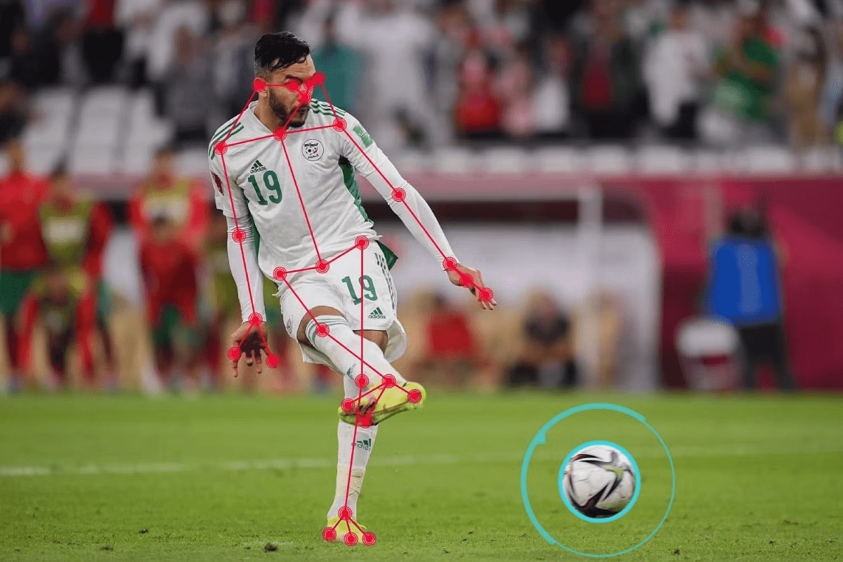 Computer vision analysis of a soccer or football player