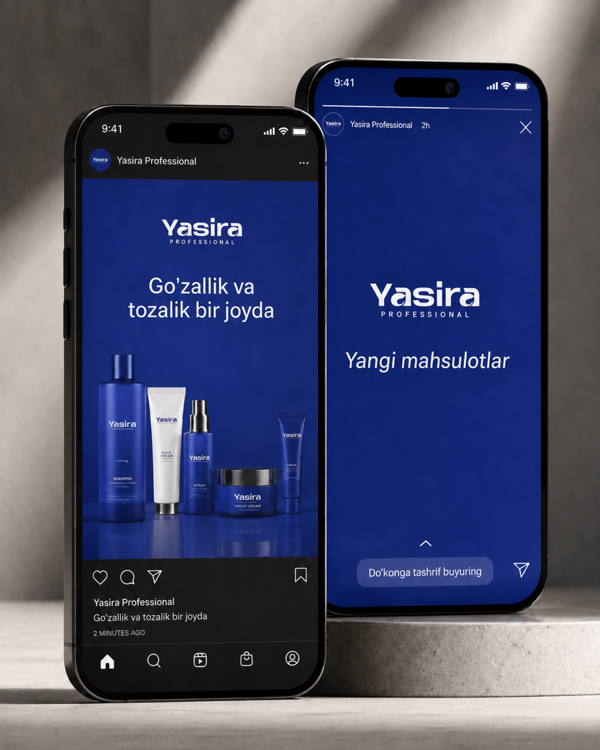 Siz bilan 'Yasira loyihasi ustida ishlash biz uchun katta sharaf bo'ldi. Hamkorligimiz natijasida yaratilgan yangi brendingiz muvaffaqiyatli rivojlanishini tilaymiz! ✨ - visual 3
