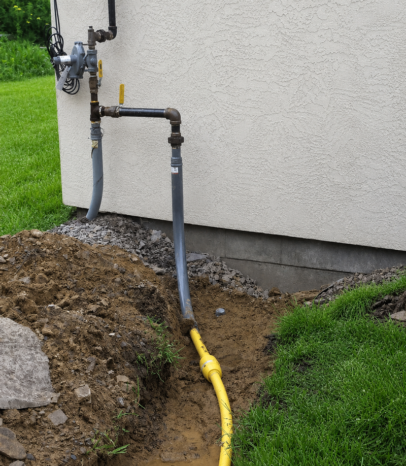 Licensed technician inspecting a residential gas line