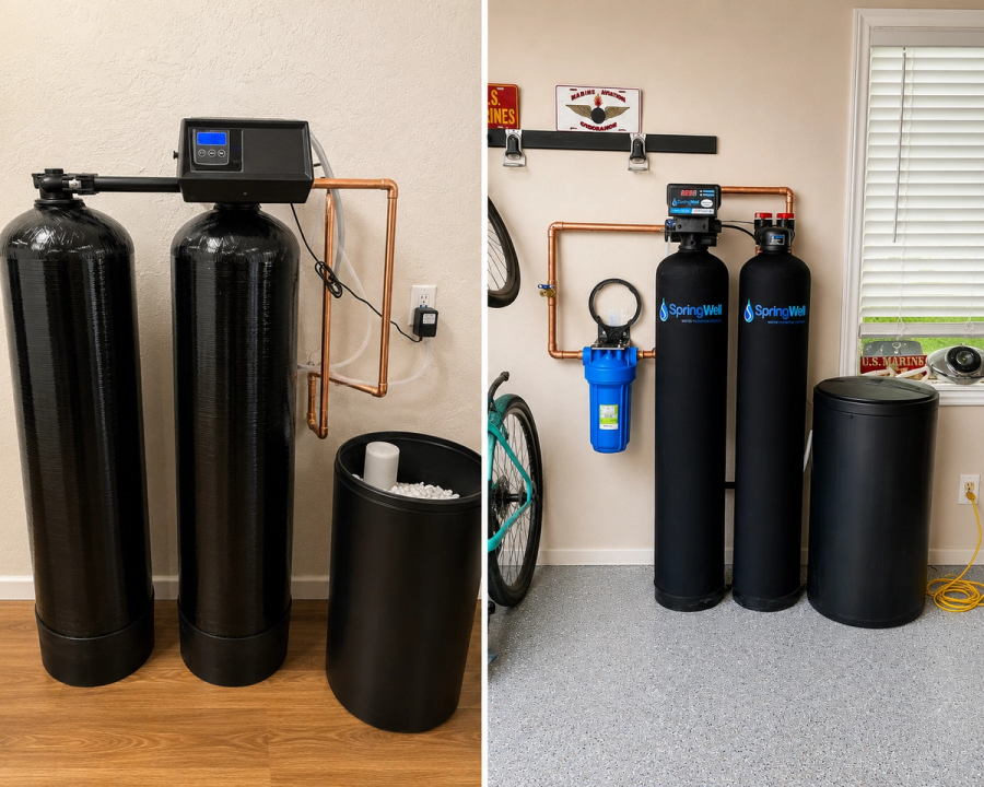 Whole-house water filtration and softener system installation