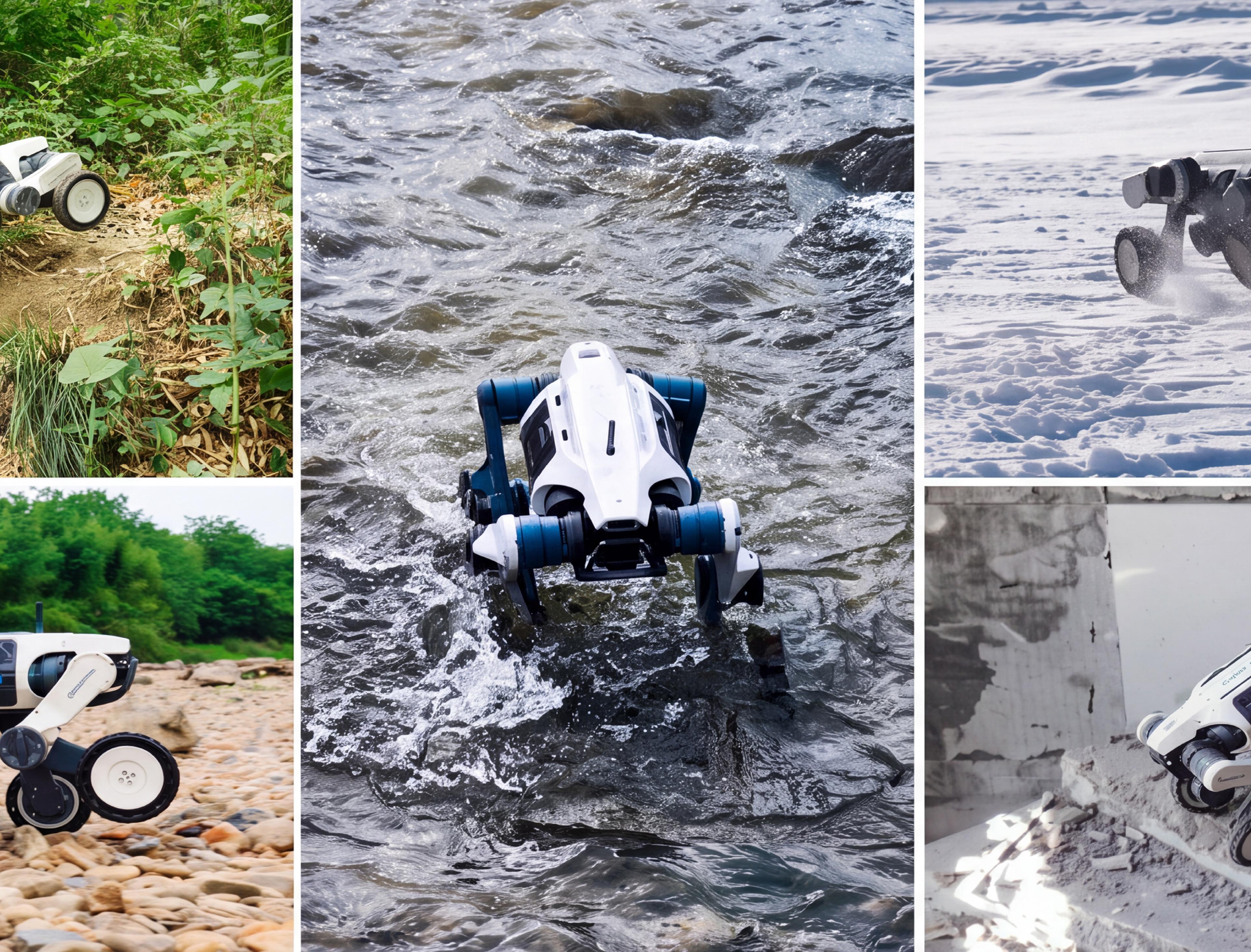 DEEP Robotics' robots navigate various terrains during outdoor testing.