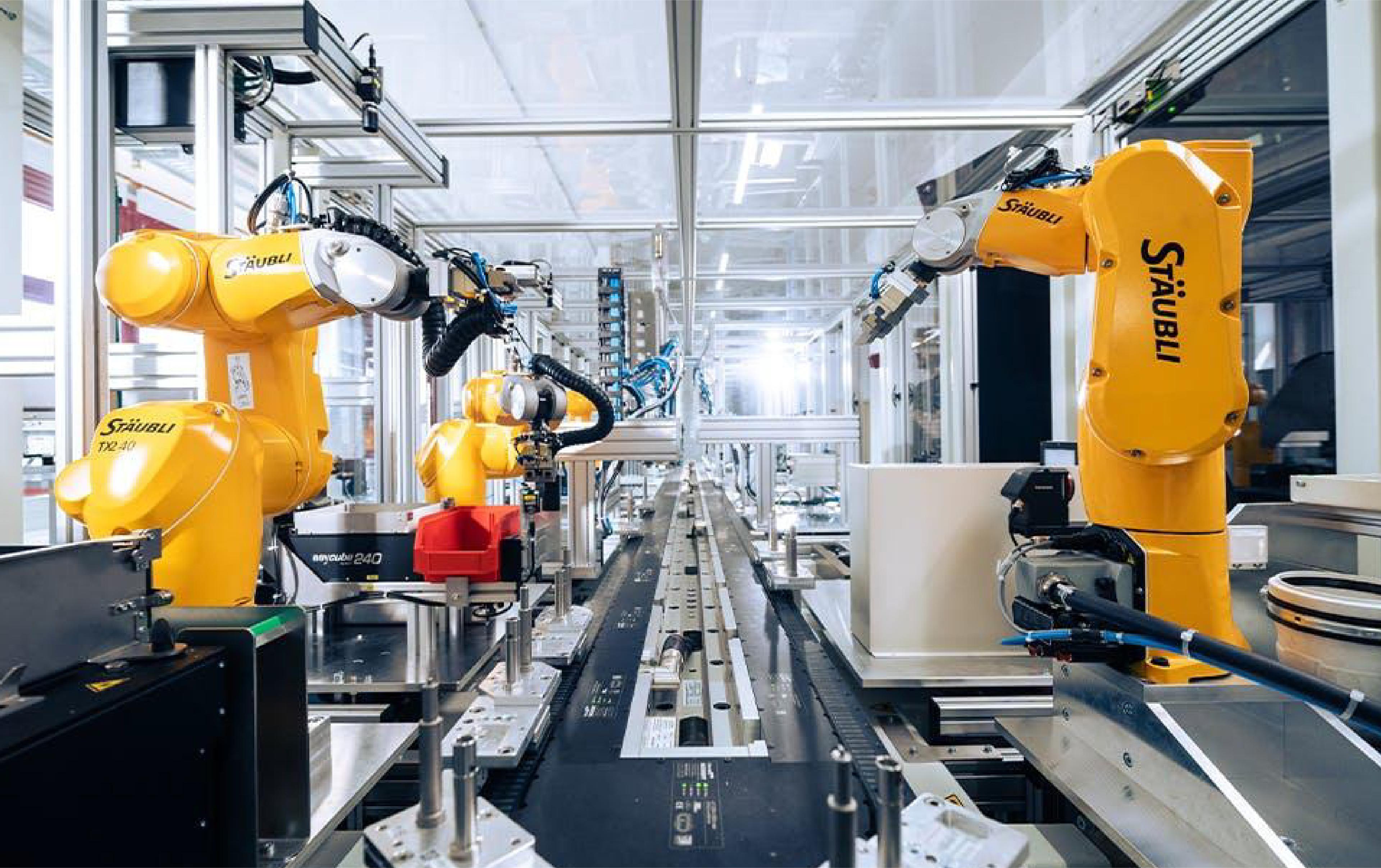 Robots working in a factory.